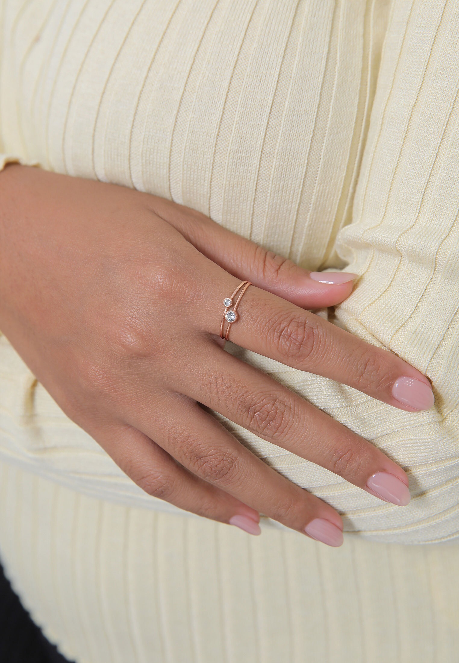 Elli Ring-Set »Ring Solitär Kristalle (2 tlg) 925 Silber«