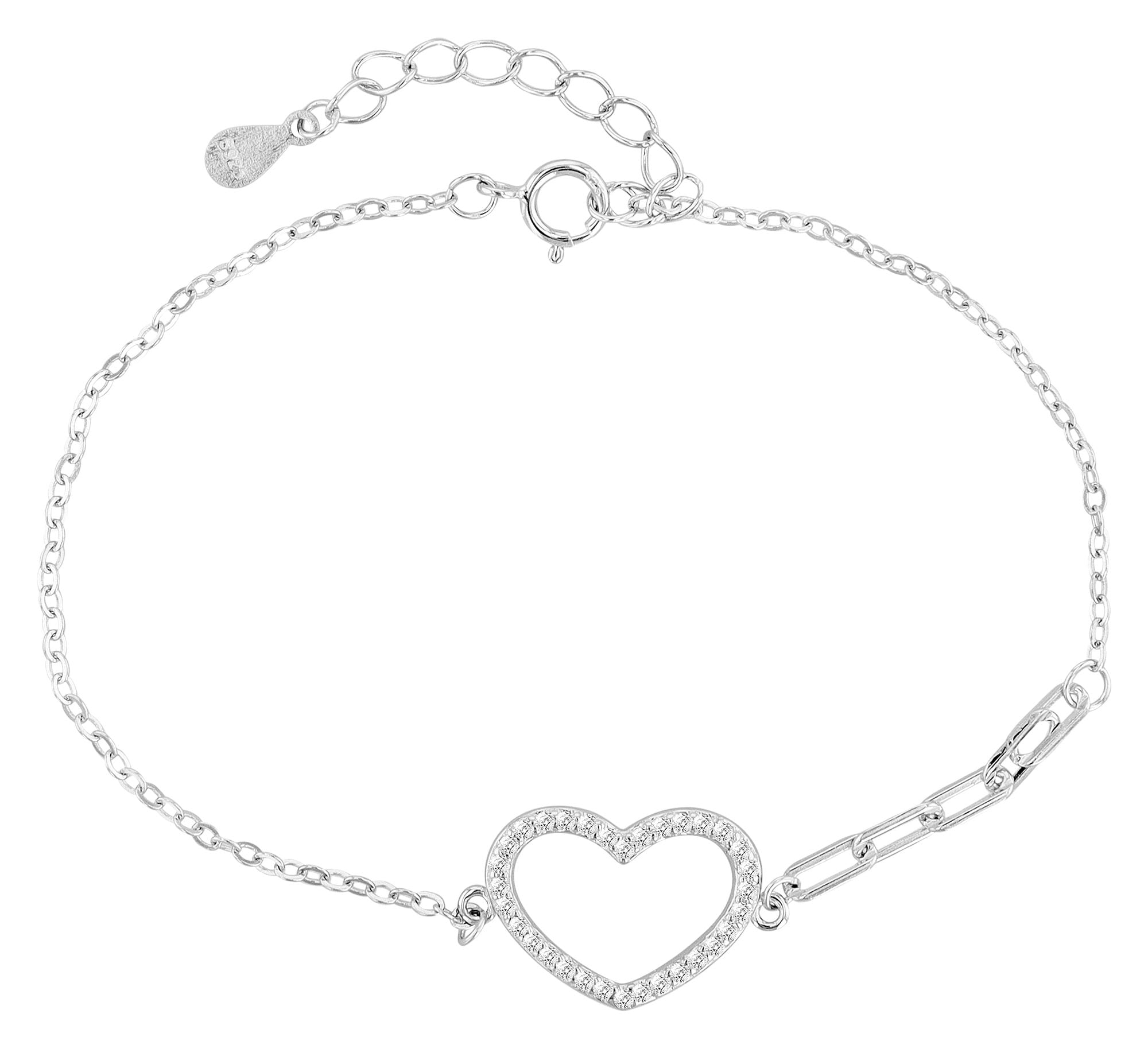 Adelia´s Armband »Damen Armband ¿ Herz aus 925 Silber mit Zirkonia 17+3 cm«