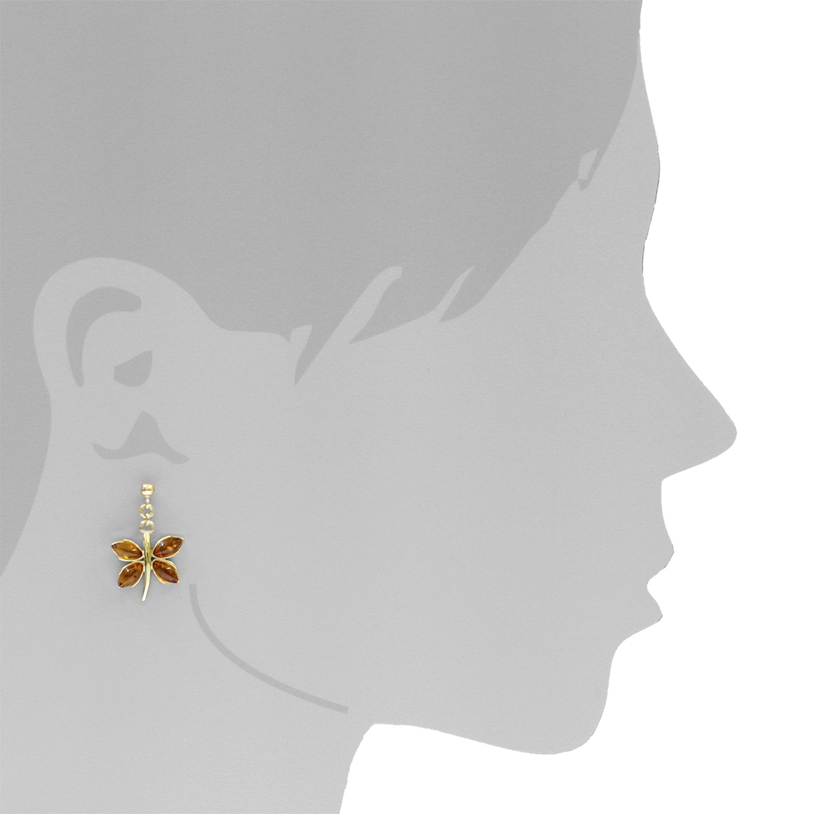 OSTSEE-SCHMUCK Paar Ohrhänger »- Schmetterling - Gold 333/000 - Bernstein«