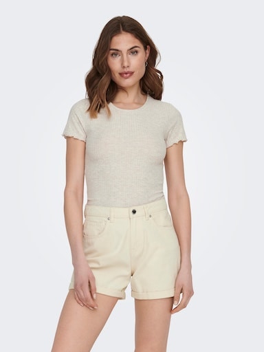 ONLY Rundhalsshirt »ONLEMMA S/S SHORT TOP NOOS JRS« Rundhals, modisch, regular fit, gewellter Abschluss, unifarben