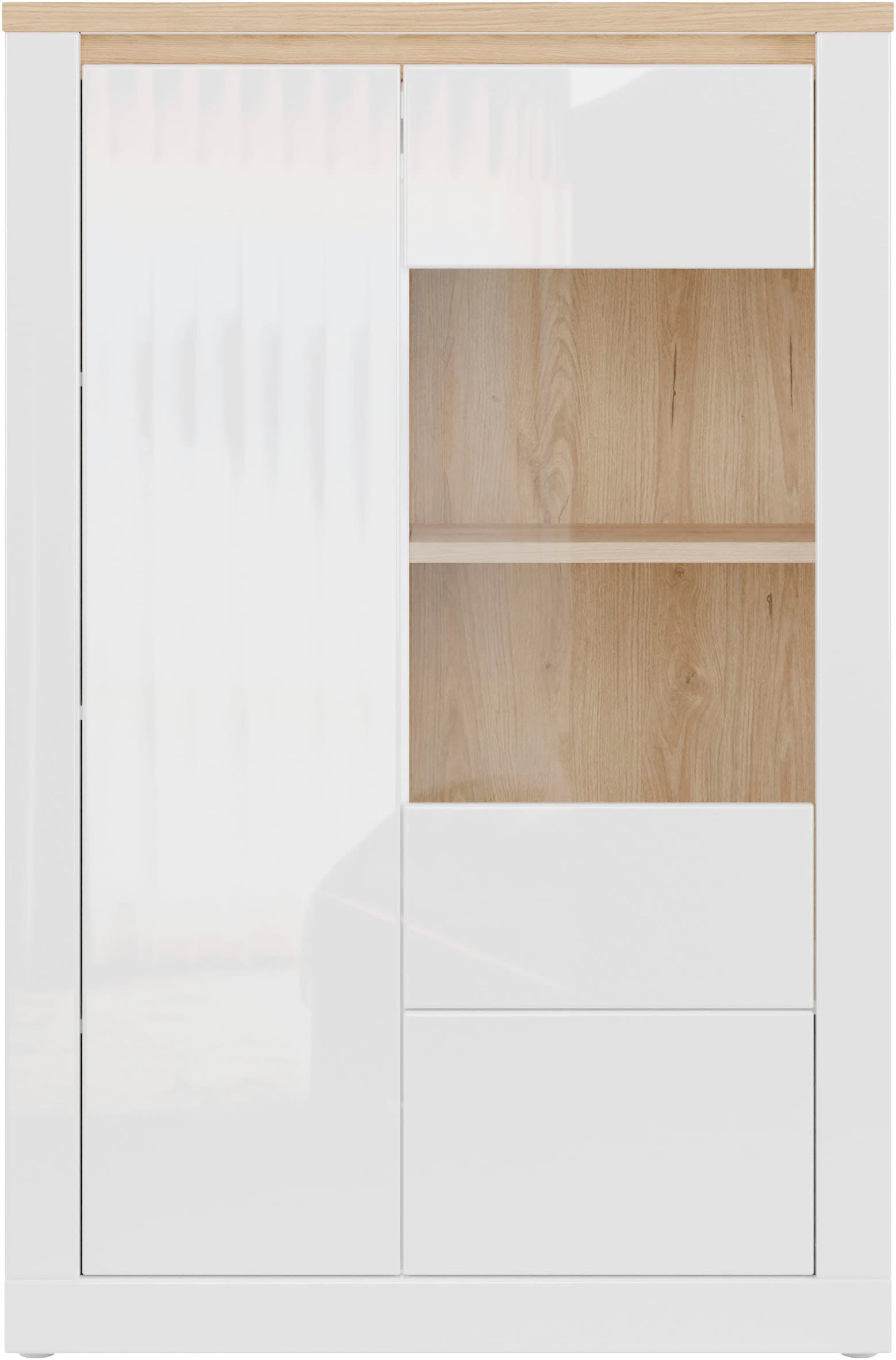 FORTE Highboard »Highboard 1T/1SK/1GT« B/H/T 96,4/147,4/41,6 cm, Front glänzend, Glas