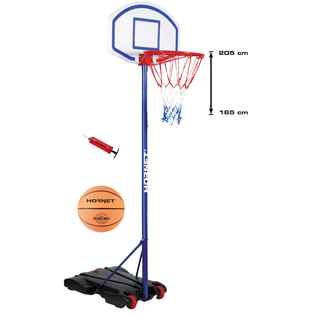 Hornet by Hudora Basketballständer »Hornet 205«, (Set, 3 St., Basketballständer mit Ball und Pumpe)