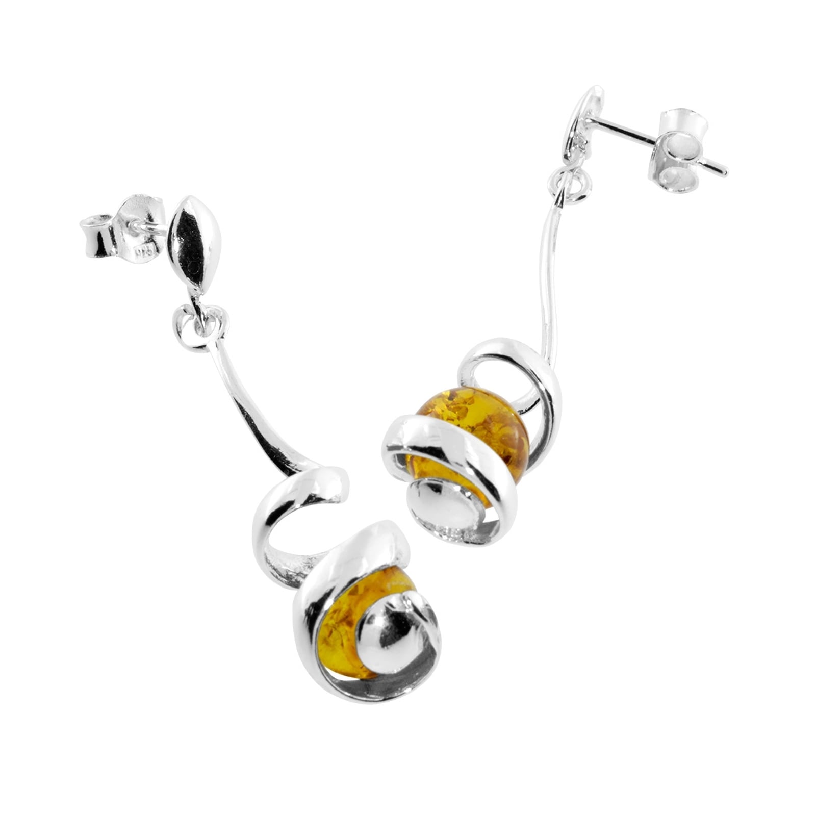 OSTSEE-SCHMUCK Paar Ohrhänger »- Spirale - Silber 925/000 - Bernstein«