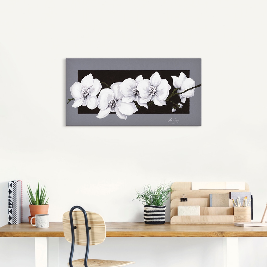 Artland Wandbild »Weiße Orchideen auf grau«, Blumen, (1 St.)