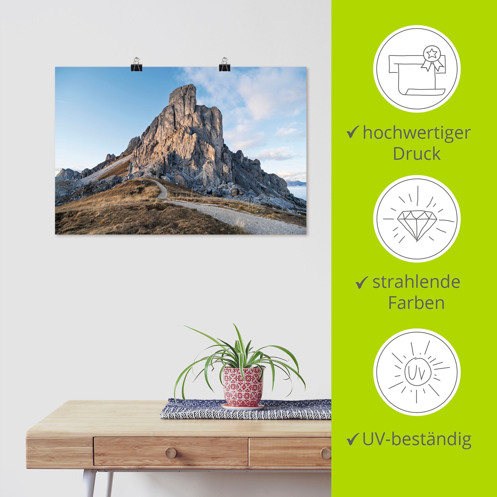 Artland Poster »Passo Giau in den Dolomiten«, Berge & Alpenbilder, (1 St.), als Alubild, Leinwandbild, Wandaufkleber oder Poster in versch. Größen
