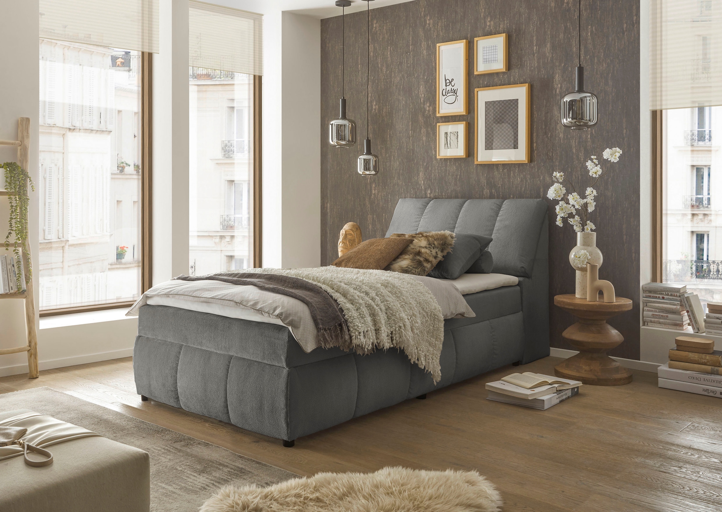 ED EXCITING DESIGN Boxbett »Valencia« inkl. Bettkasten und Stauraum im Kopfteil
