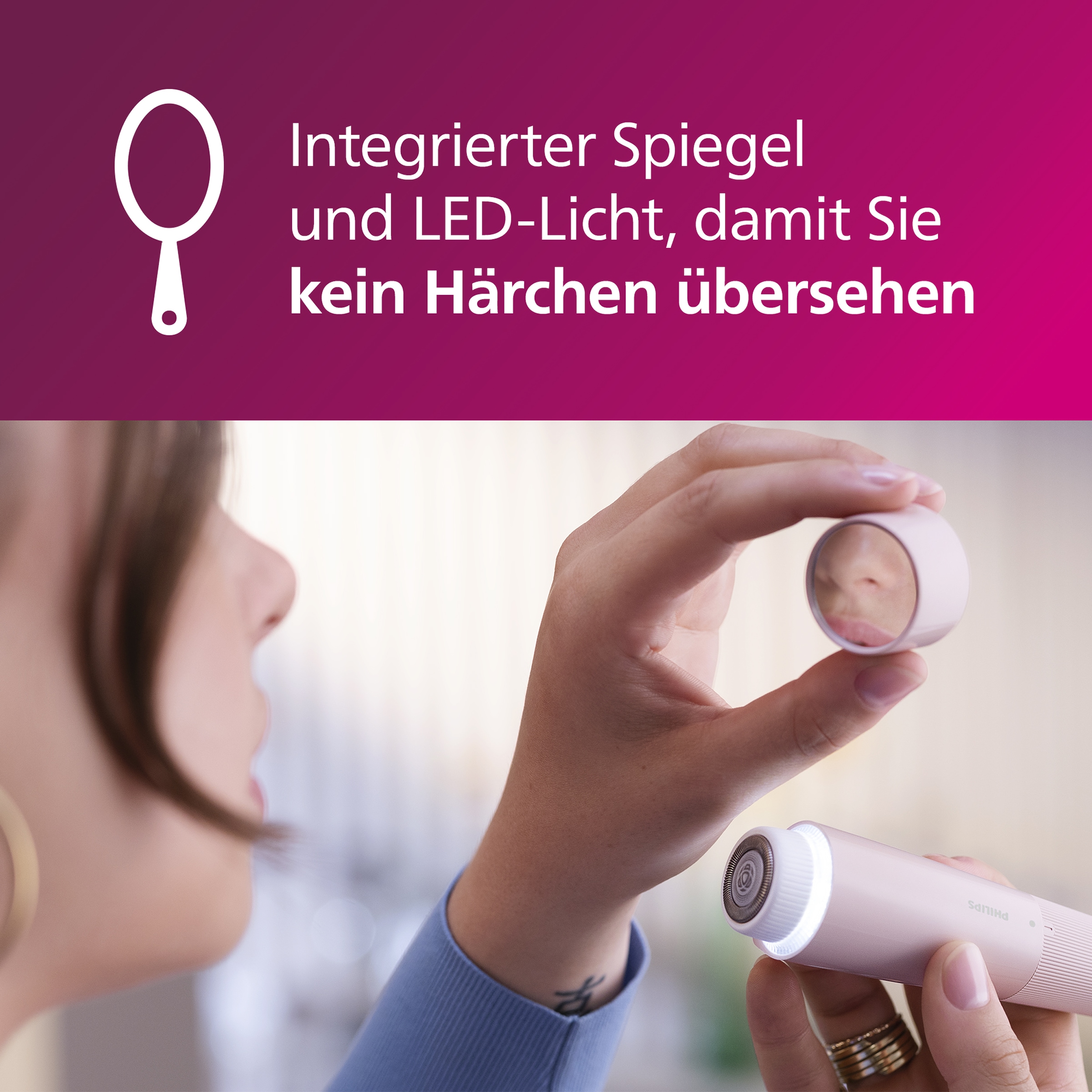 Philips Gesichtsepilierer »Series 5000 BRR454/00«, mit Spiegel und LED-Licht, inkl. Reinigungsbürste