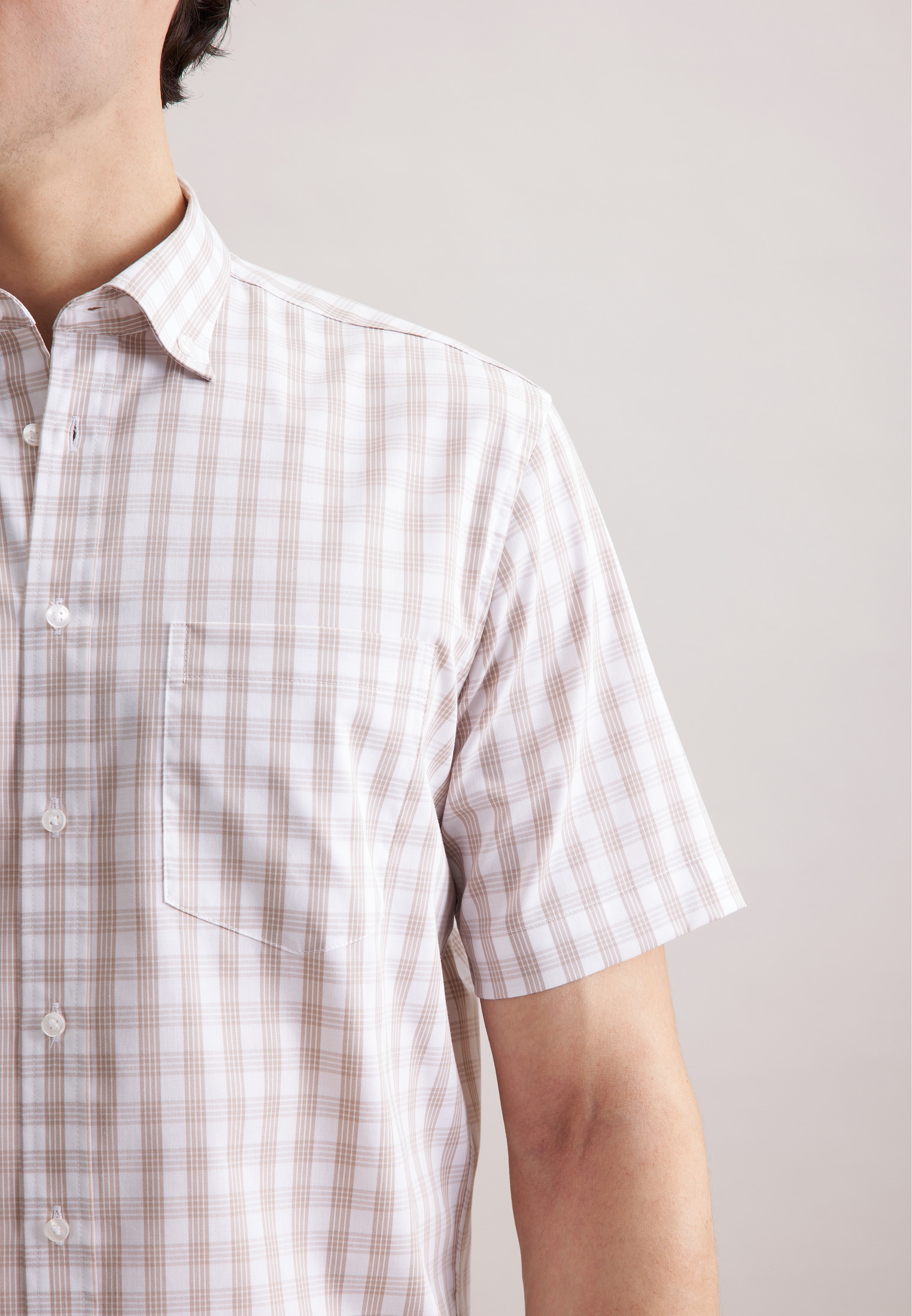 seidensticker Businesshemd »Comfort«, Comfort Kurzarm Button-Down-Kragen Karo