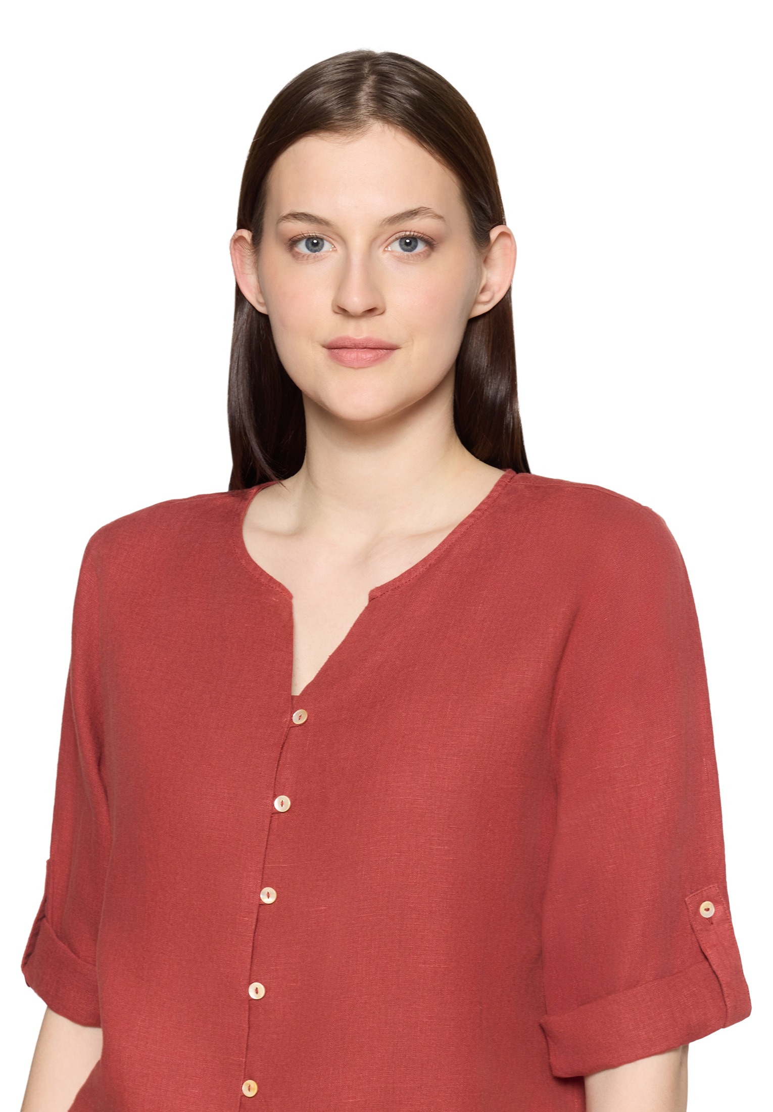 Cartoon Klassische Bluse »Leinenbluse mit V-Ausschnitt«