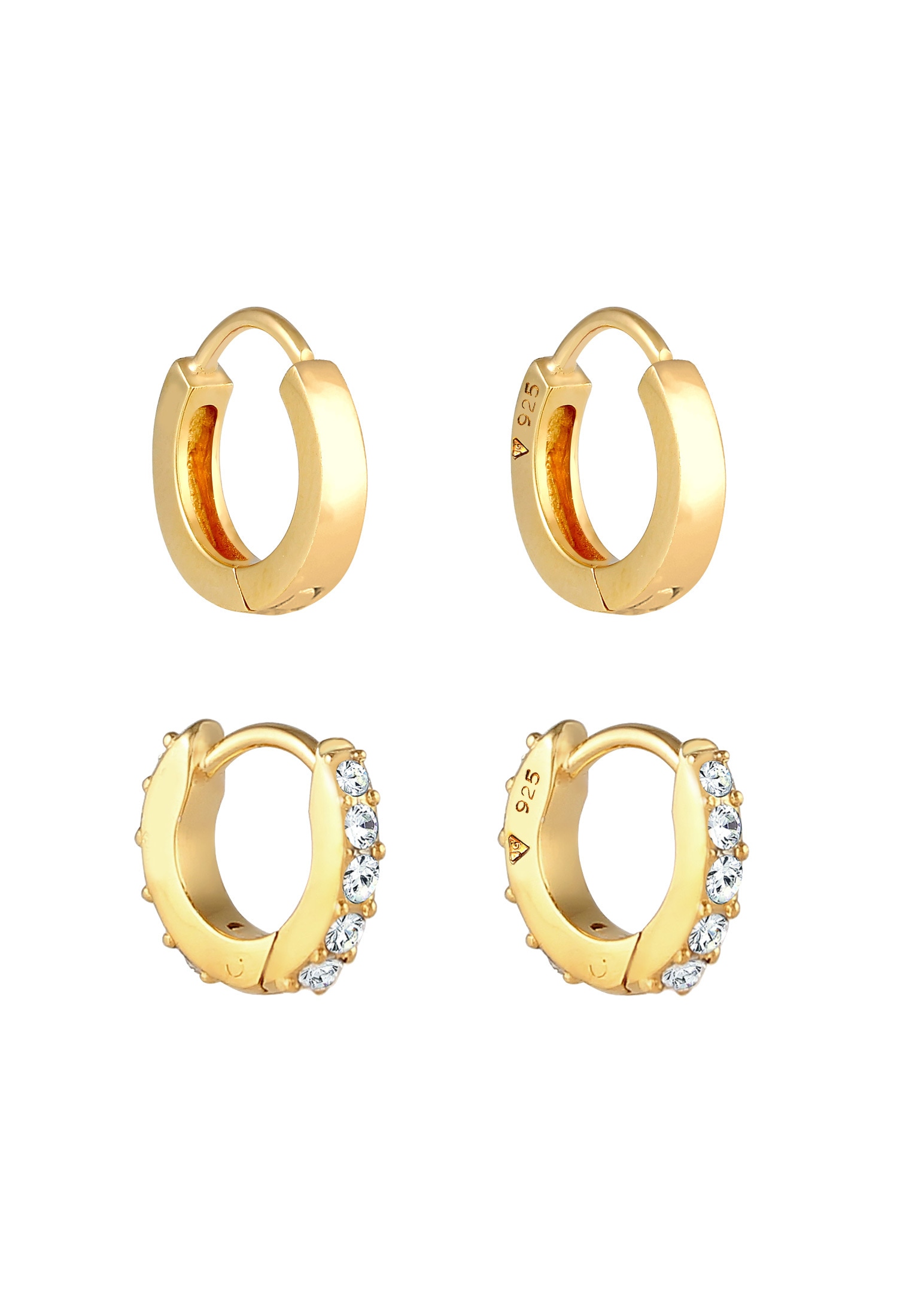 Elli Ohrstecker-Set »Ohrringe Creolen Glanz Set 925 Silber, mit Kristallen von Swarovski®«
