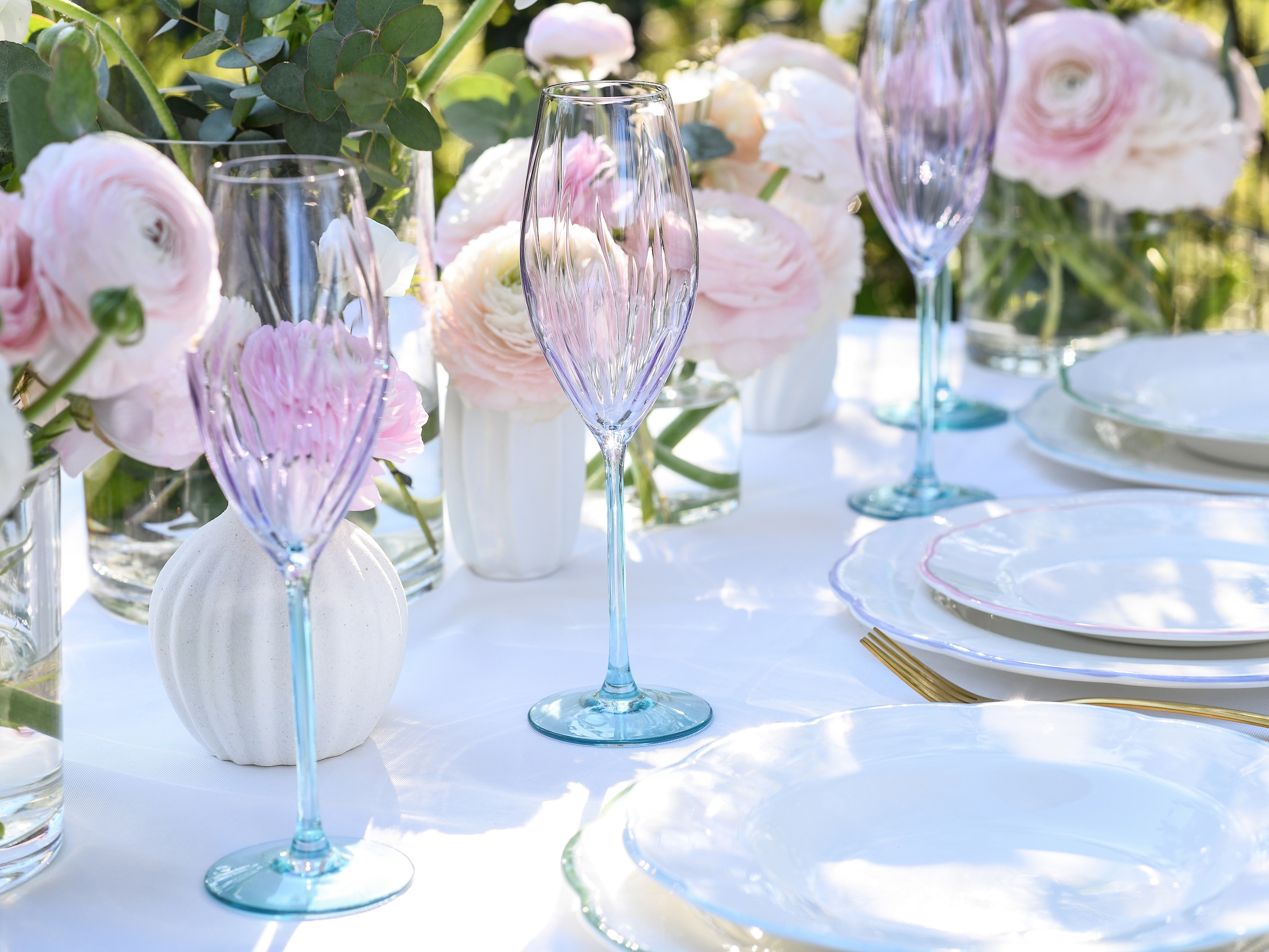 CreaTable Sektglas »Swirly Spring, Sektgläser-Set, 4-tlg.« Rillen Relief, Modern, Sommerlich, Leicht