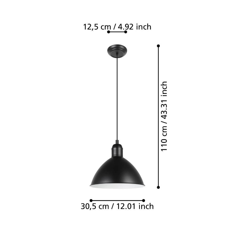 EGLO Hängeleuchte »HYKEHAM Pendellampe, Stahl, E27, Hängelampe, Esszimmerlampe, Lampe« E27 1 Stk. Hängeleuchte, H110 x Ø30,50 cm, schwarz, weiss, 1X40W exkl.