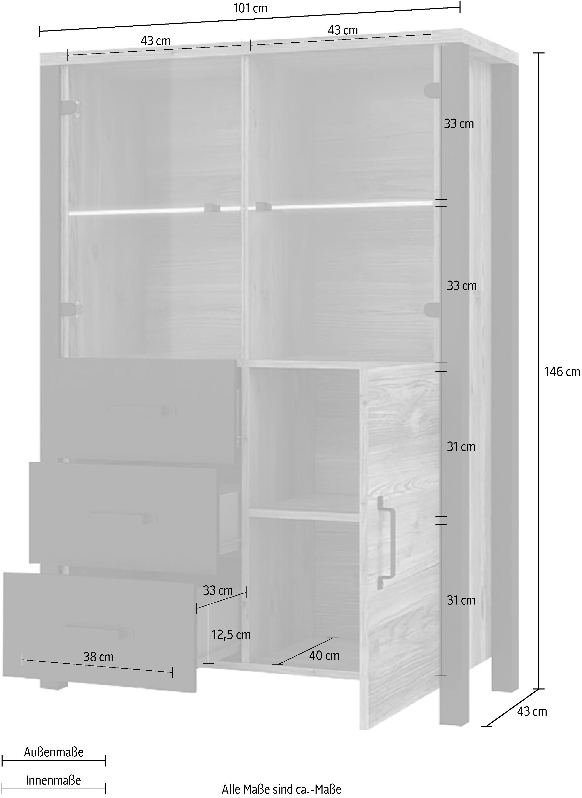 Helvetia Vitrine »Olin«, Höhe cm bei OTTO 146