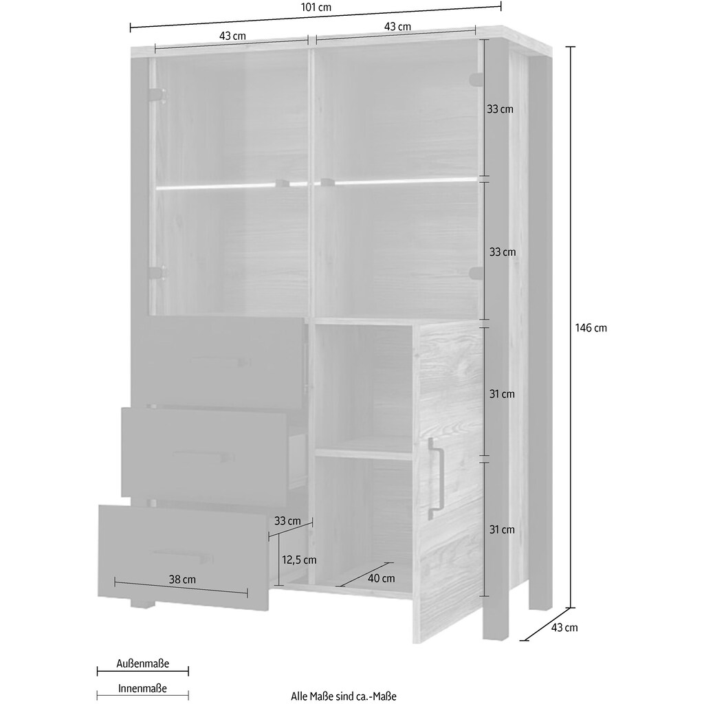 Helvetia Vitrine »Olin«, Höhe 146 cm