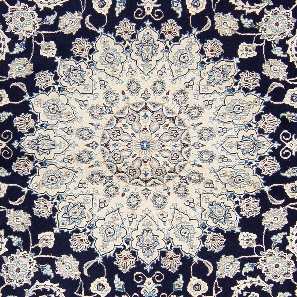 morgenland Wollteppich »Nain - 9la Blumenmuster Blu scuro 90 x 60 cm«, rechteckig
