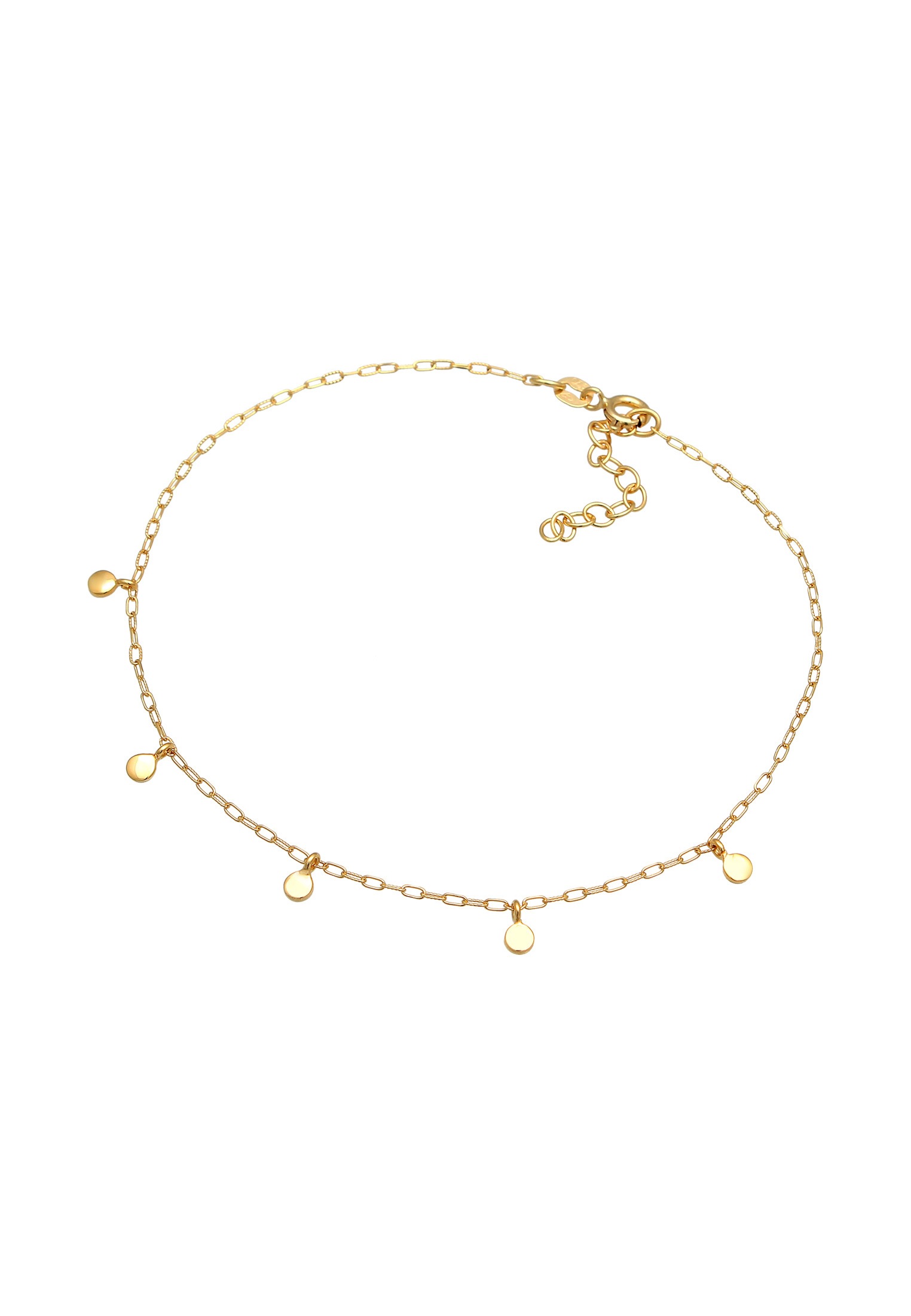 Elli Fußkette »Fußschmuck Plättchen Gliederkette 925 Silber«