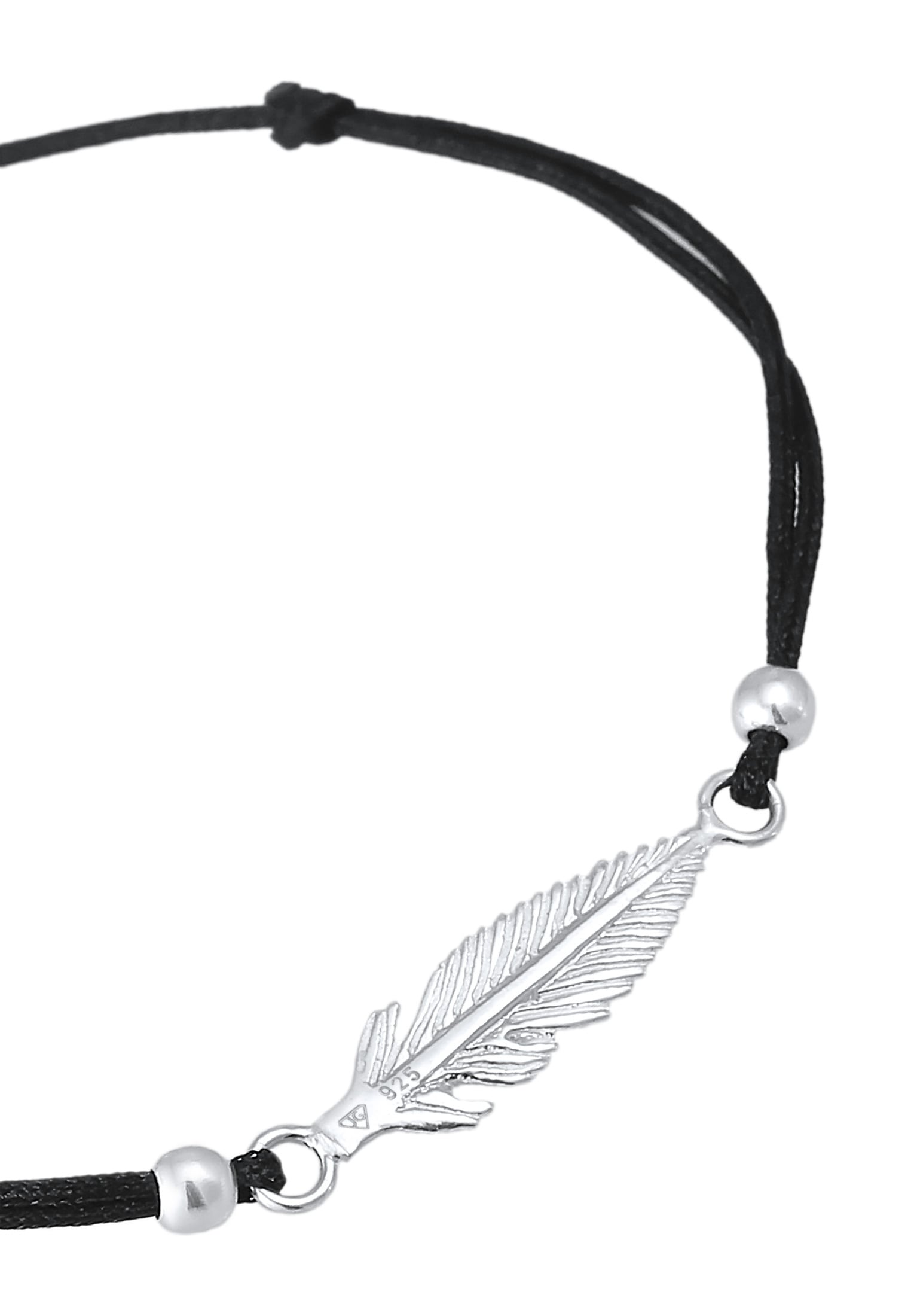Elli Armkette »Armband Feder Trend Symbol Nylon 925 Silber«