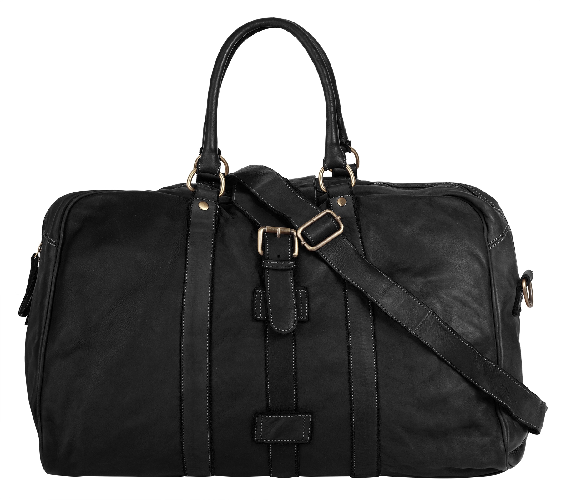 Forty° Damen Reisetasche echt Leder in schwarz, Größe B/H/T: 53 cm x 30 cm x 20 cm onesize