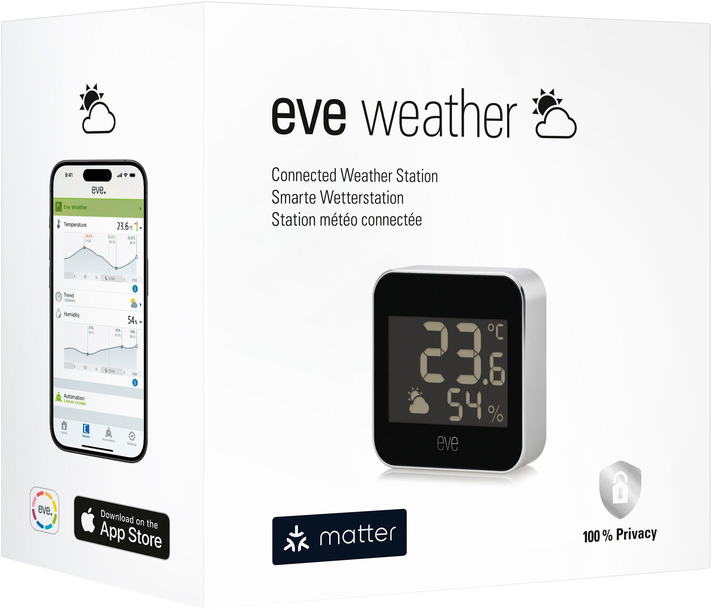 EVE Sensor »Weather (Matter) 2er Pack«, (Packung, 2 St.), Smarte Wetterstation