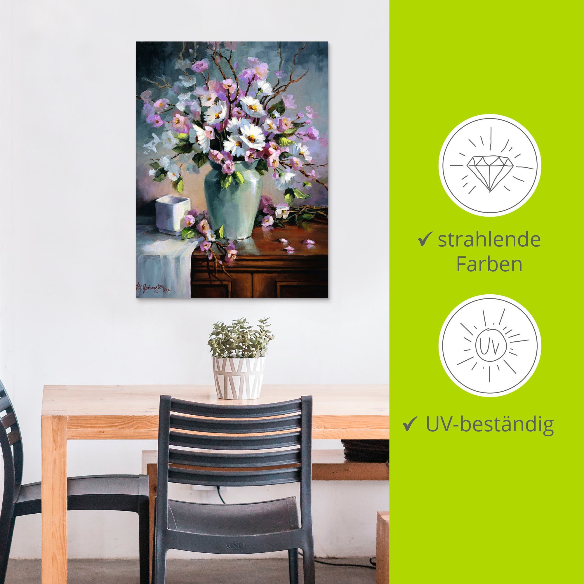 Artland Alu-Dibond-Druck »Apfel und Kirchblüten«, Arrangements, (1 St.), für Innen- und Außenbereich geeignet, Outdoorbild