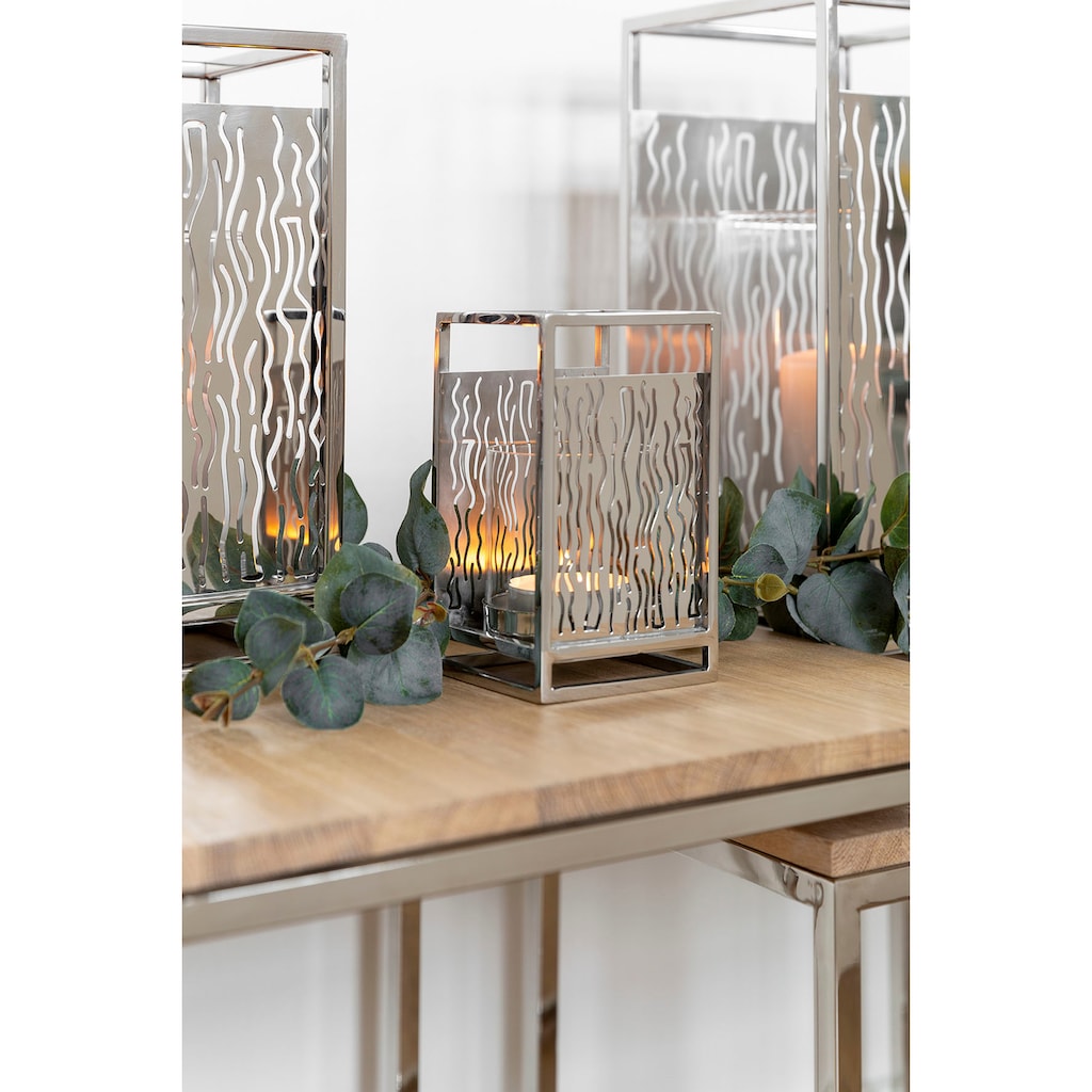Fink Windlicht »Kerzenhalter NICOSA«, (1 St.), aus Edelstahl und Glas, mit ausgestanzten Cut-Outs