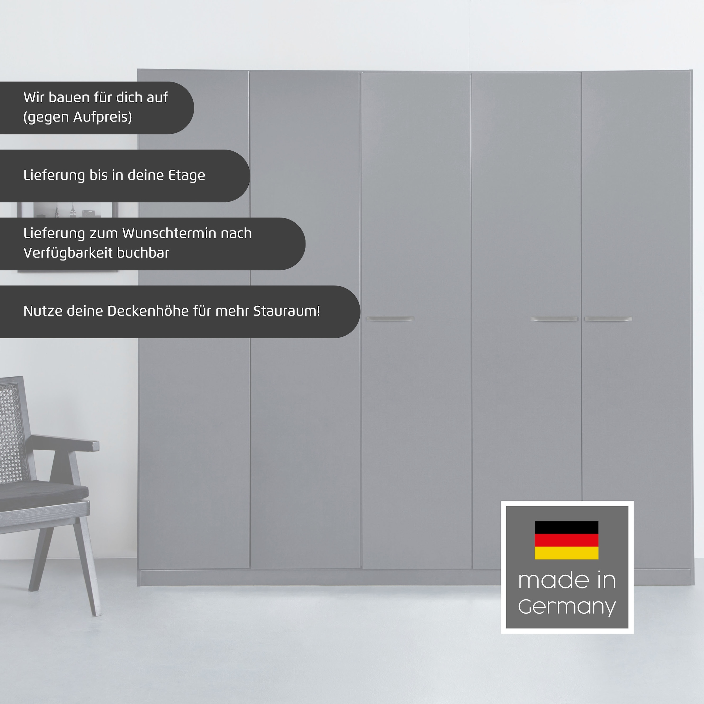 rauch Drehtürenschrank »Kleiderschrank Schrank Garderobe TOPSELLER OTELI inkl. Inneneinteilung«, (erhältlich in Breiten 91-360 cm, ab Breite 136cm inkl. Innenschubladen), mit zusätzlichen Einlegeböden, optional mit Spiegel MADE IN GERMANY