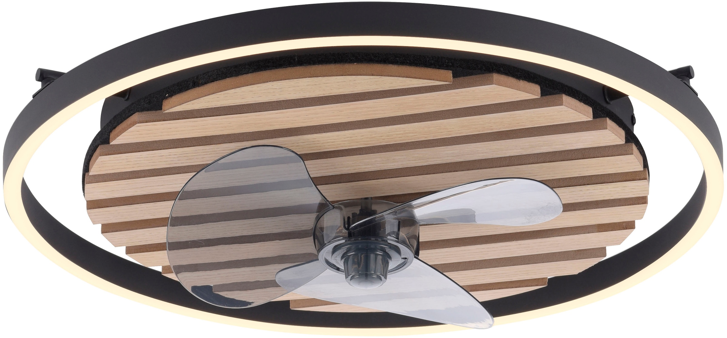 Leonique Deckenleuchte »Brialeen - Akustikpaneele«, 1 flammig, Leuchtmittel LED-Board | LED fest integriert, Deckenventilator, Deckenlampe, Ventilator, Akustik, Holz, Paneele