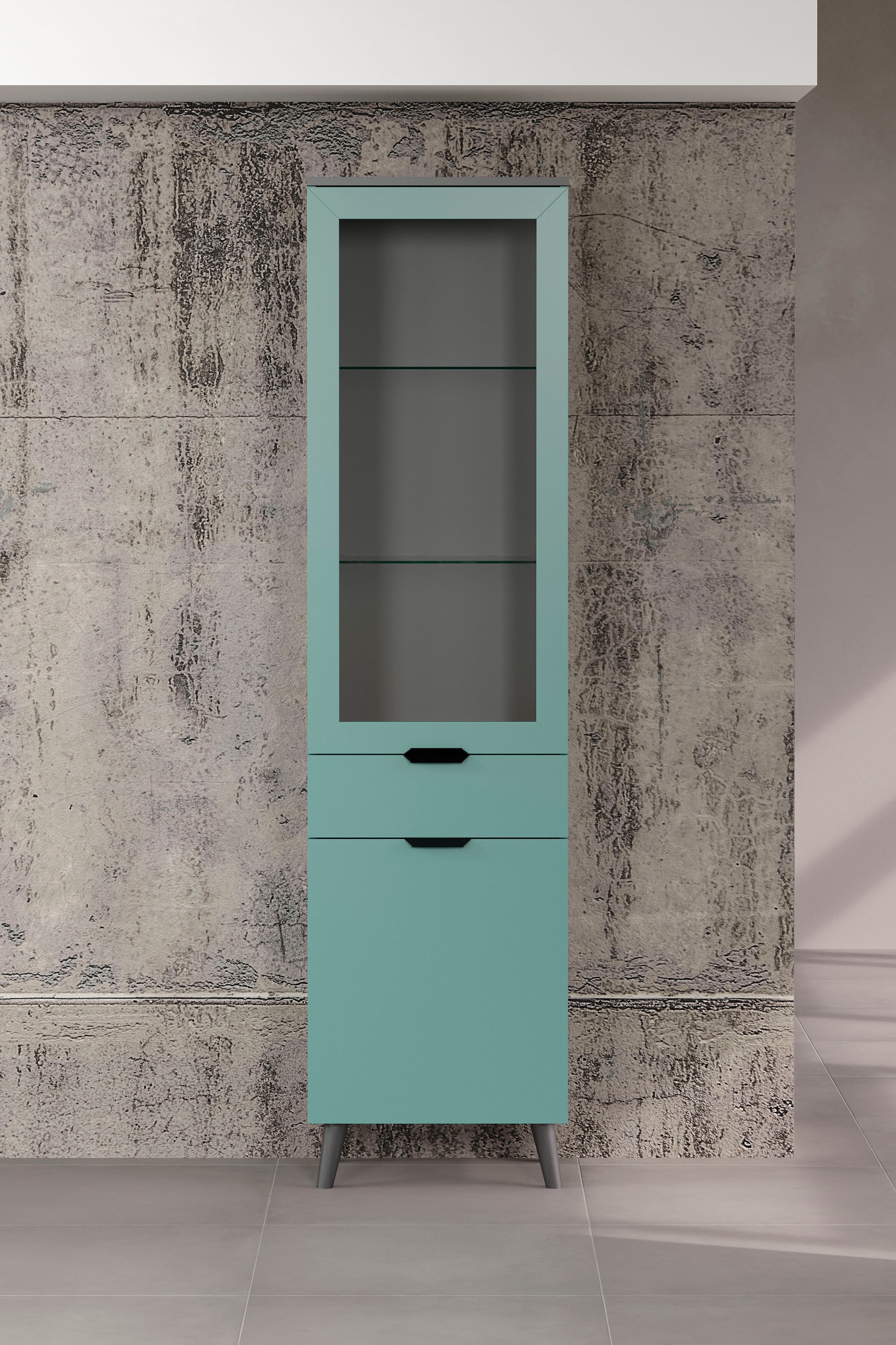 andas Vitrine »Mikkeline«, (1 St.), Wohnzimmerschrank mit einer Glastür und 2 Glasböden, Breite 49 cm