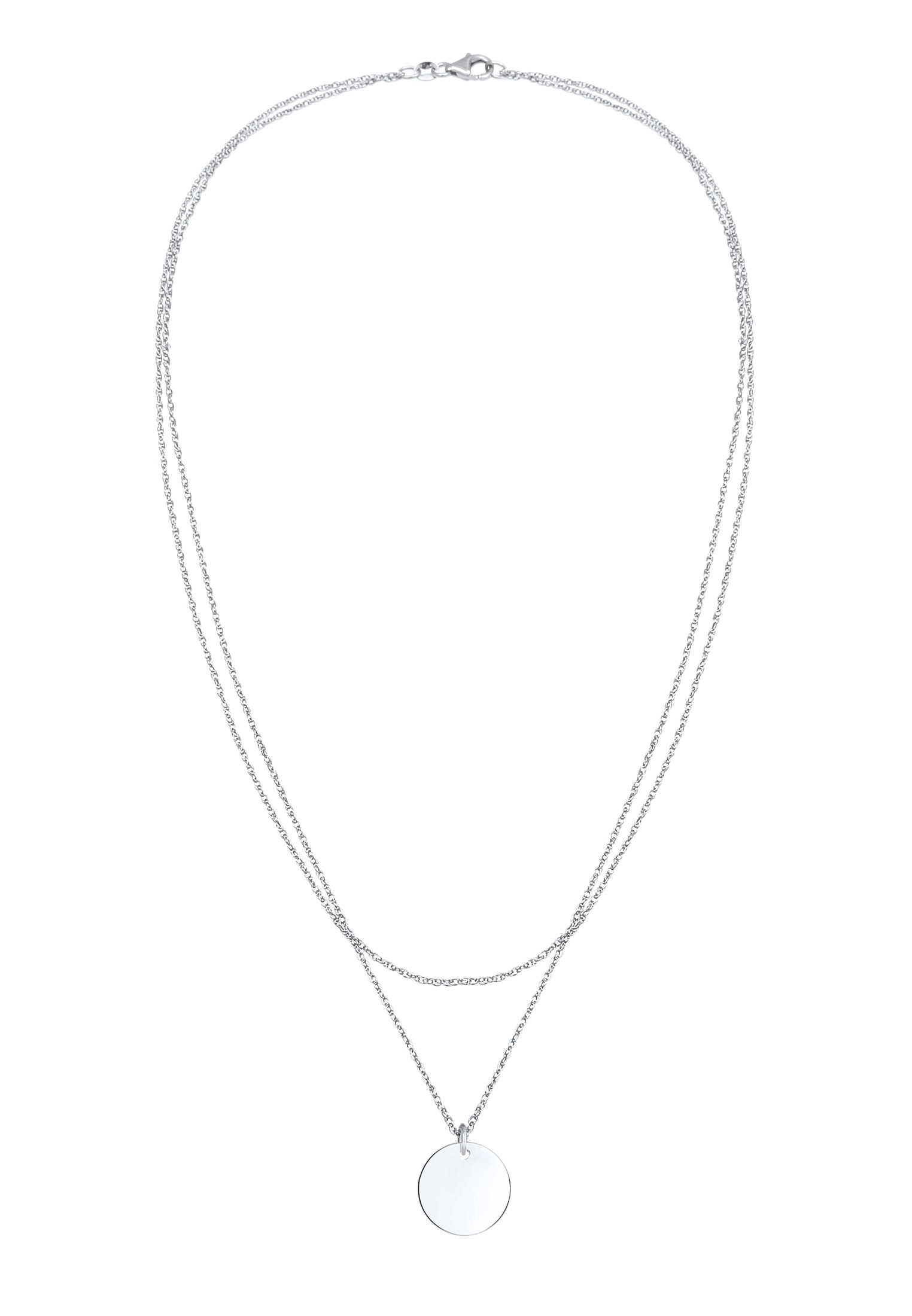 Elli Kette ohne Anhänger »Halskette Layering Plättchen Kreis Geo 925 Silber«