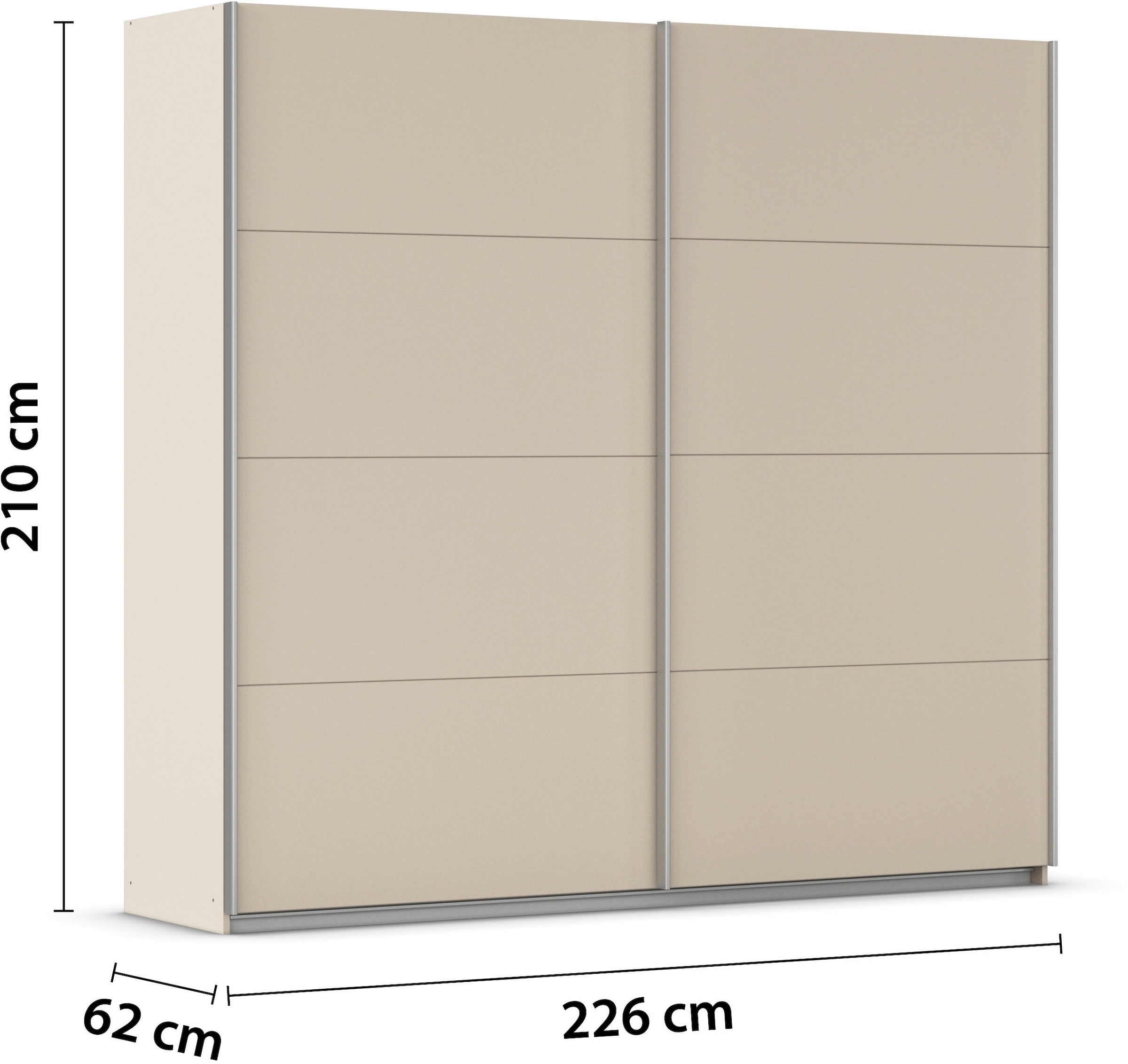 INOSIGN BY RAUCH Schwebetürenschrank »Kleiderschrank Schrank Garderobe Schlafzimmerschrank THANOS«, (in 3 verschiedenen Ausstattungen BASIC/CLASSIC/PREMIUM), Optional mit Spiegel, Metall-Griffleisten alufarben MADE IN GERMANY