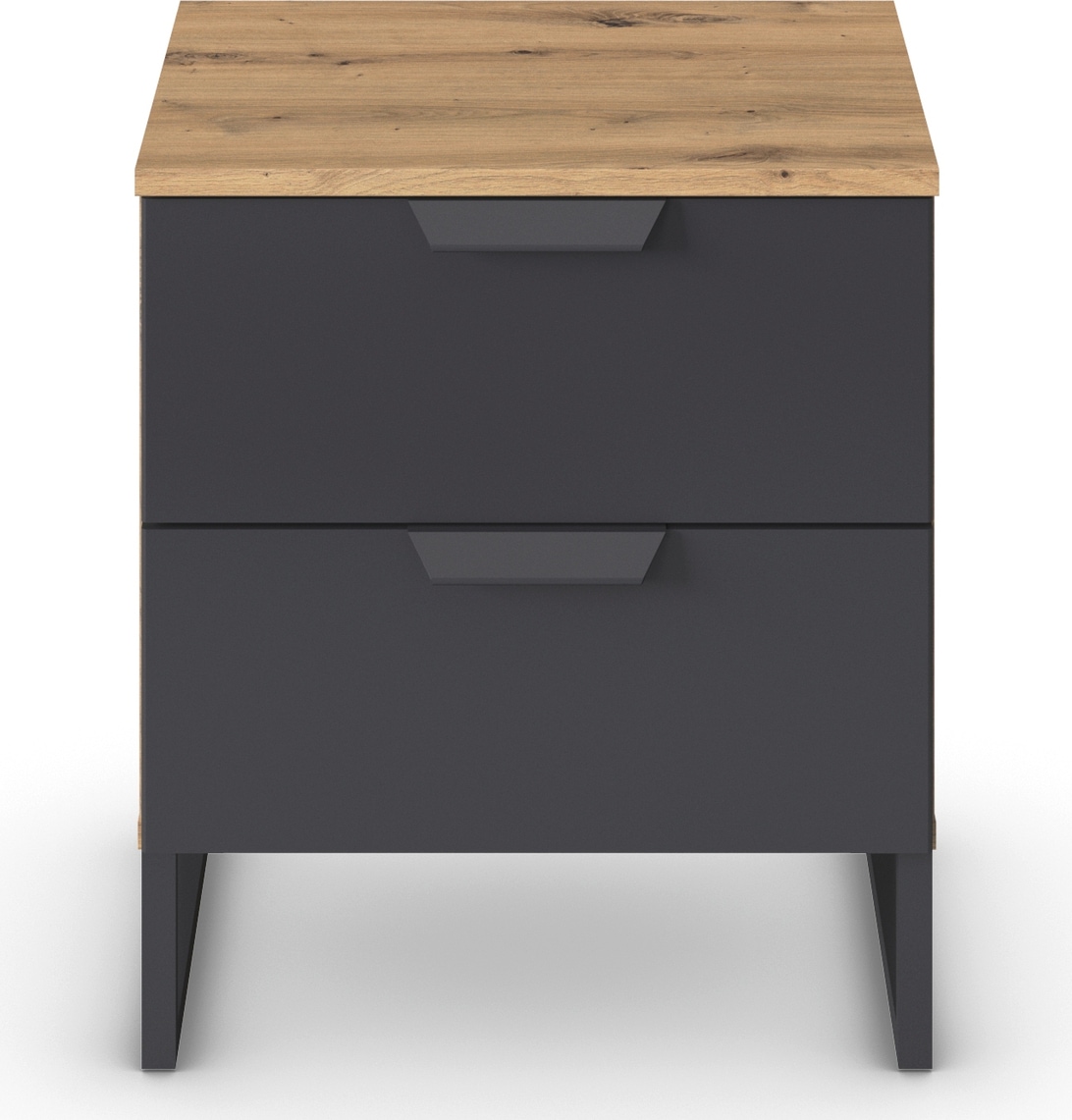 rauch Nachtkommode »Dark&Wood by Aditio«, im Industrial Style mit Kufenfuß, 2 Schubladen mit Softclose-Funktion