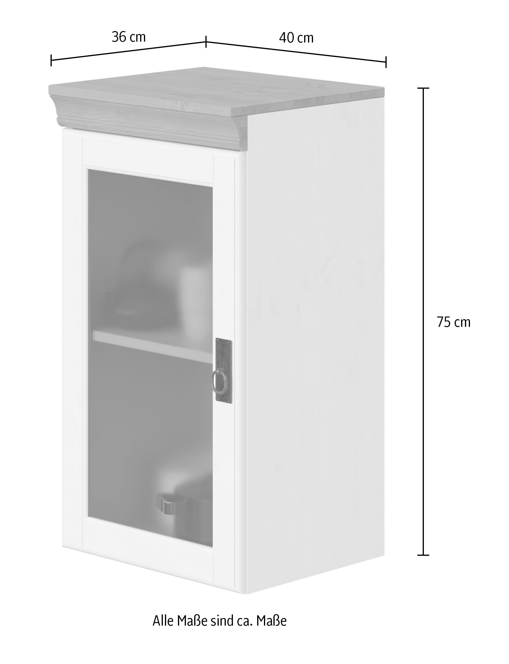 Home affaire Hängeschrank »Rügen«, Breite 40 cm, FSC® zertifiziertes Massivholz, Tür mit Glaseinsatz