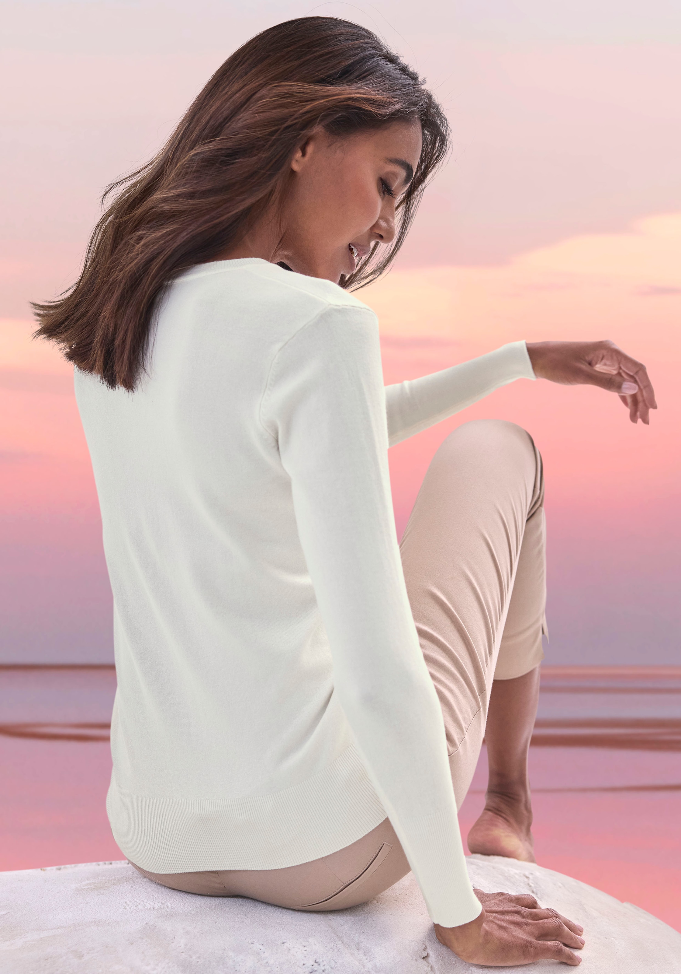 Vivance V-Ausschnitt-Pullover, in taillierter Form, weicher Strickpullover, Basic, klassisch