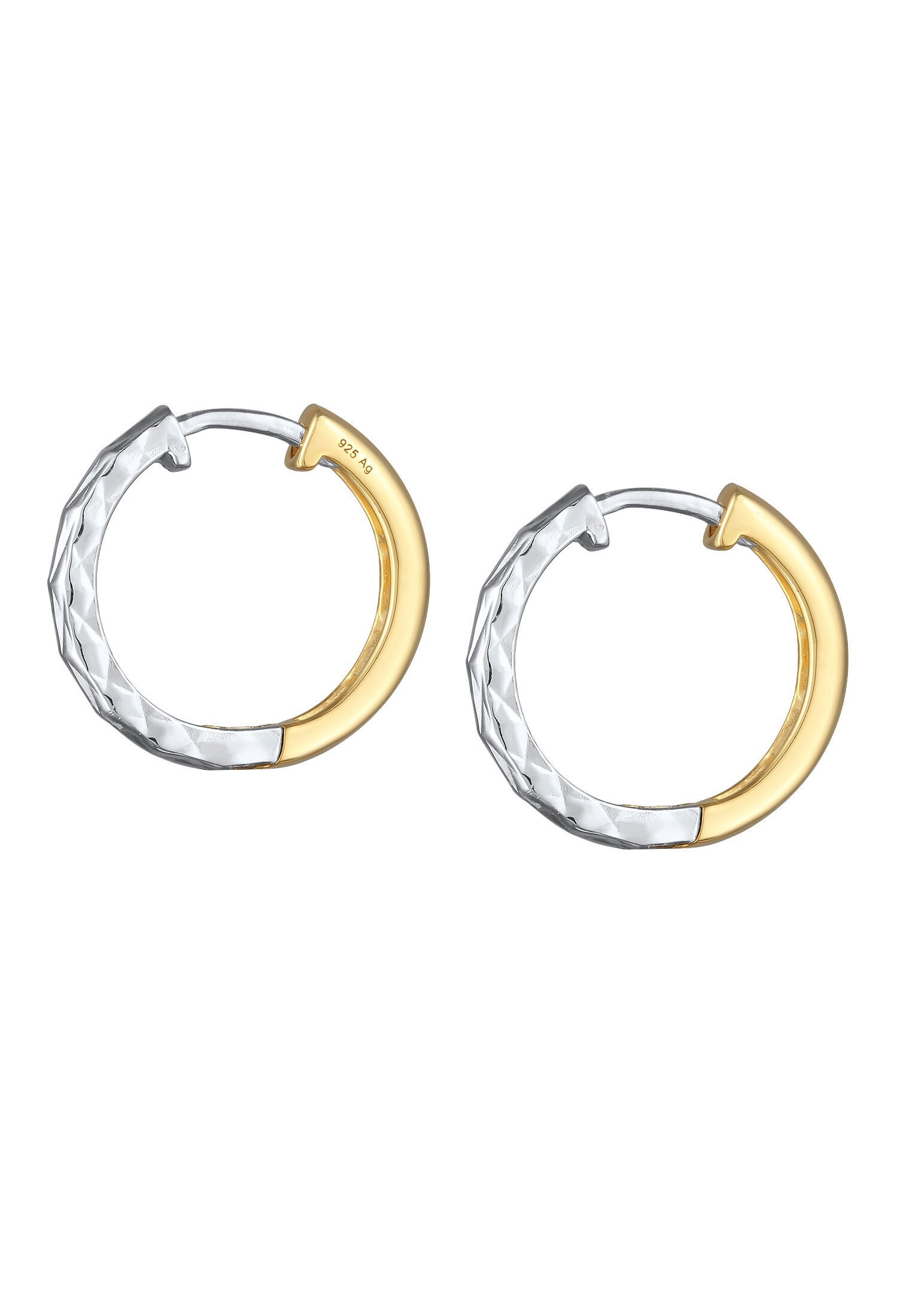 Elli Paar Creolen »Ohrringe Creolen Struktur Bicolor 925 Sterling Silber«