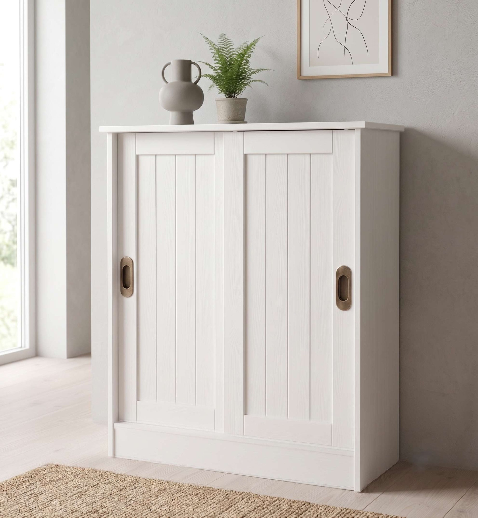 OTTO home Schuhschrank »Malmö Schuhkommode mit Schiebetüren« B/T/H: 77/37/89 cm,  aus massiver FSC®-zertifizierter Kiefer,  Breite 77 cm