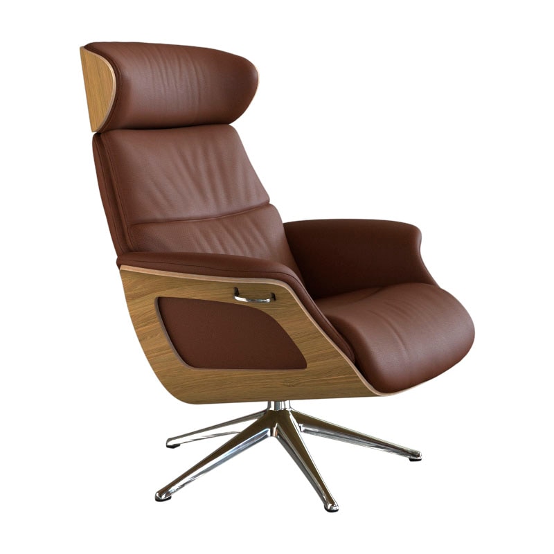 FLEXLUX Relaxsessel »Clement Relaxstuhl, Polstersessel, Liegesessel, TV-Sessel,«, Rücken- & Kopfteilverstellung, Drehbar, Armlehne Eiche, Fuß Alu