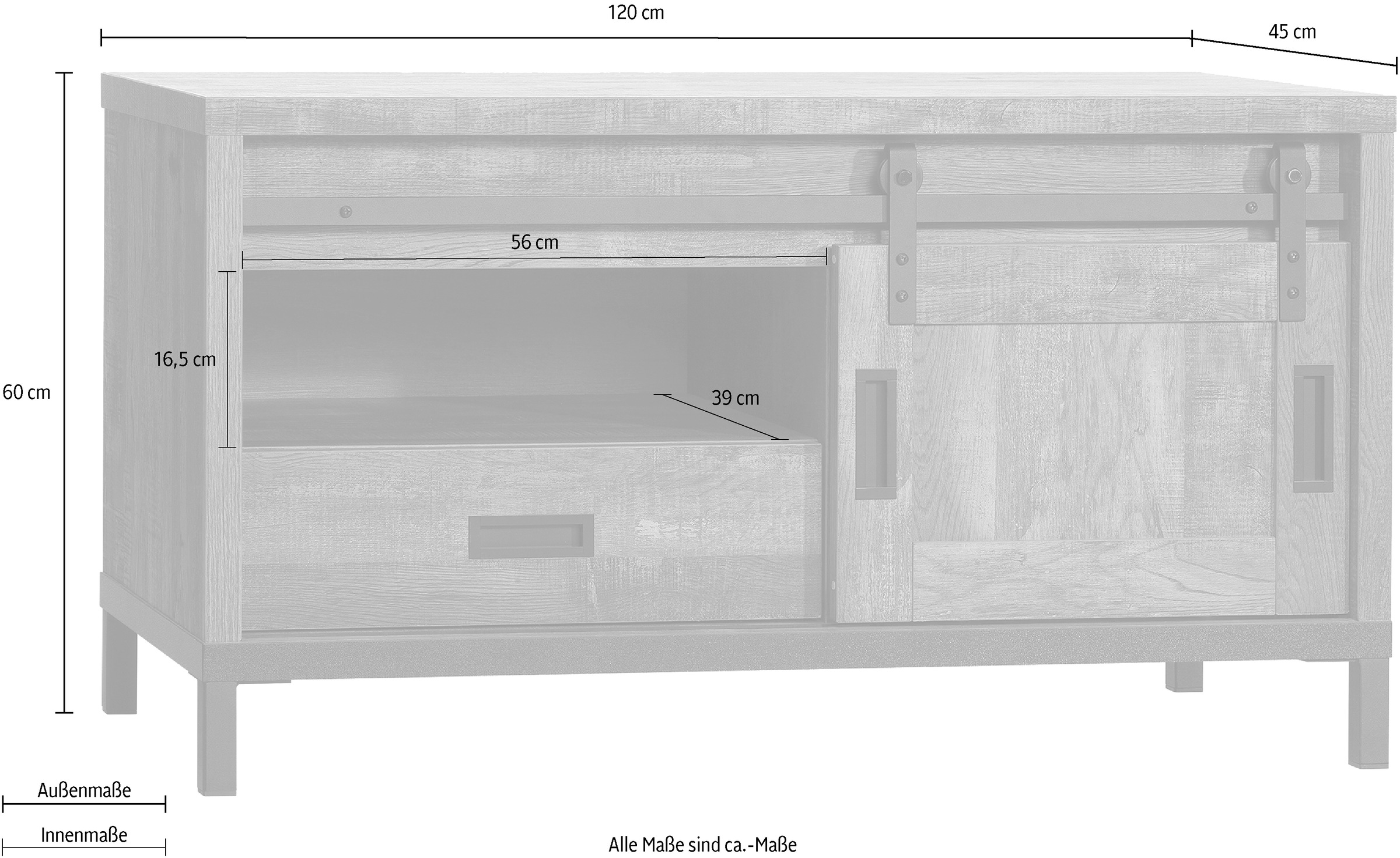 OMG Design TV-Schrank »Stanley Lowboard« mit Schiebetür, Breite 120 cm, in zwei Breiten