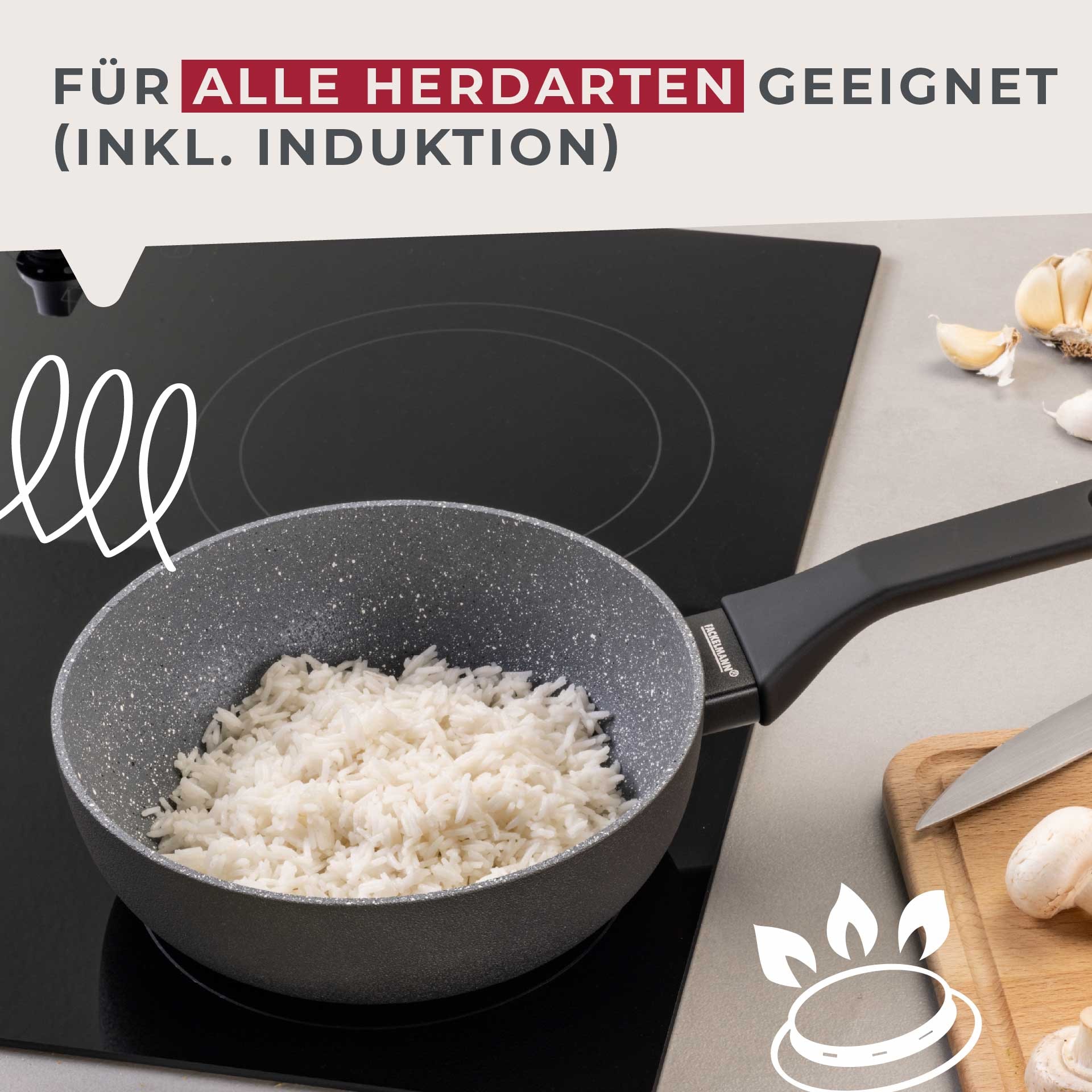 FACKELMANN Wok »Cosmo« Aluminium Set, 2 Stk. tlg. Wokpfannen-Set Cosmo Ø 20 cm & Ø 28 cm – mit Ceramic-Beschichtung