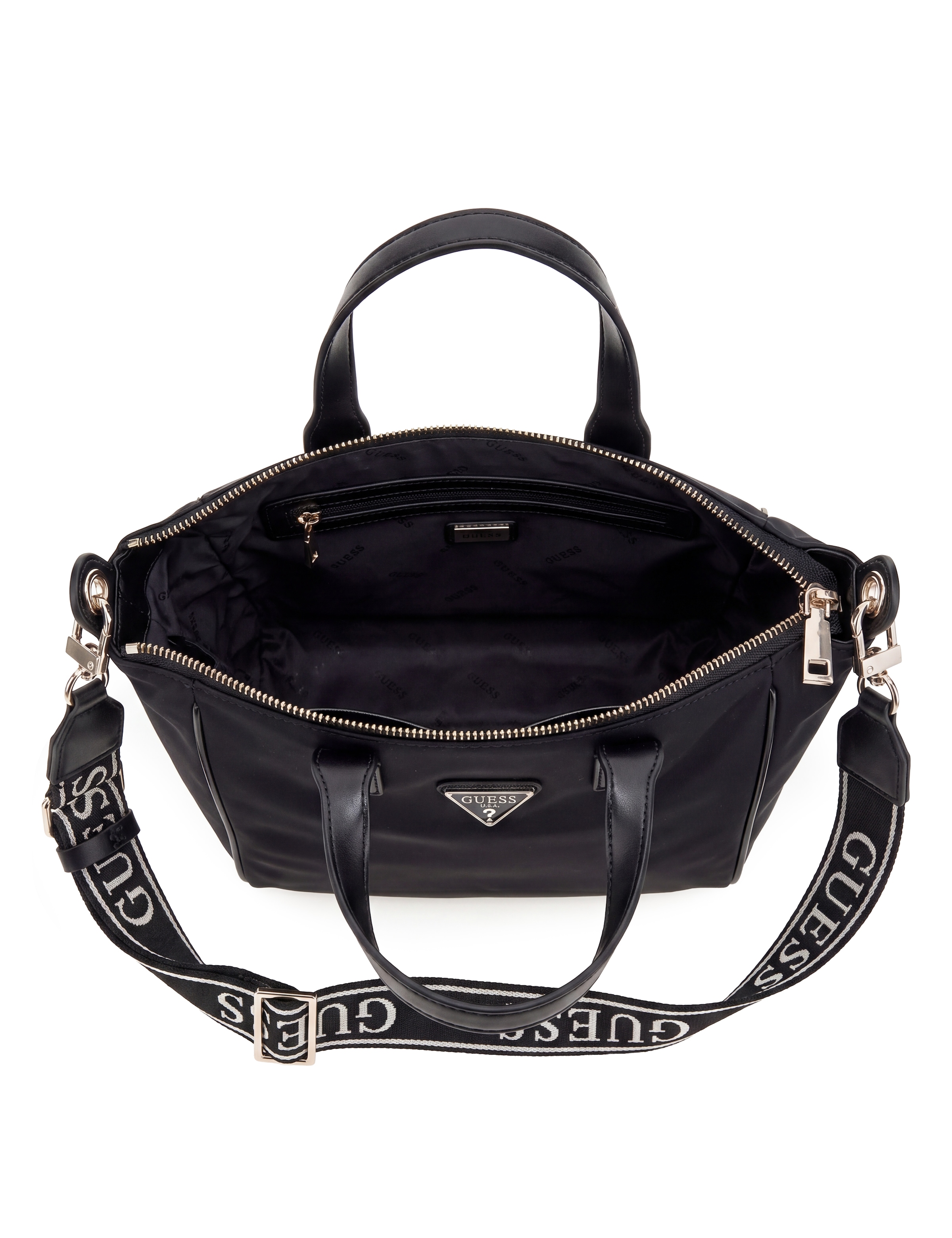 Guess Umhängetasche »FOLLIE SMALL TOTE« Handtasche, Schultertasche mit logobedrucktem Umhängeriemen