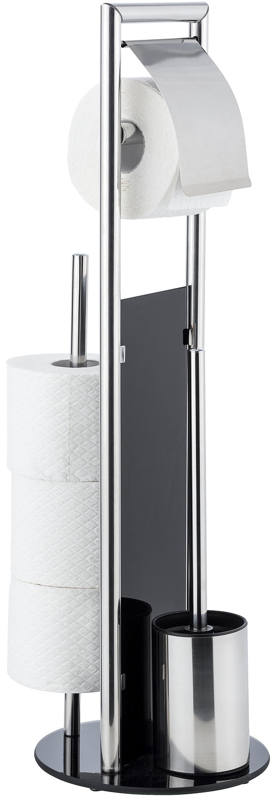 WENKO WC-Garnitur »Ravina« aus Edelstahl | Kunststoff | Sicherheitsglas Stand WC Garnitur und Handtuchhalter