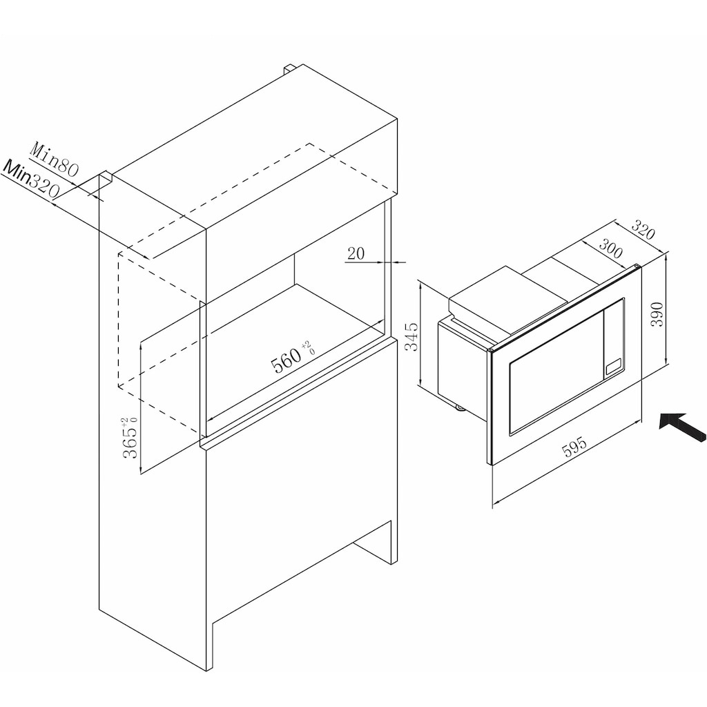 Amica Einbau-Mikrowelle »EMW 13185 E«, Grill-Mikrowelle, 1800 W