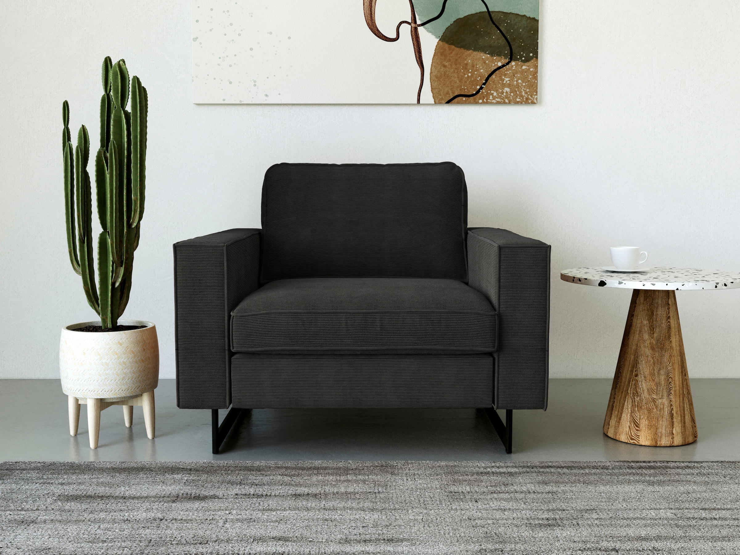 Home affaire Loveseat »Pinto 105 cm, Cord, Chenille, Lederoptik« mit Keder, Metallfüßen und auch in Cord Bezug erhältlich