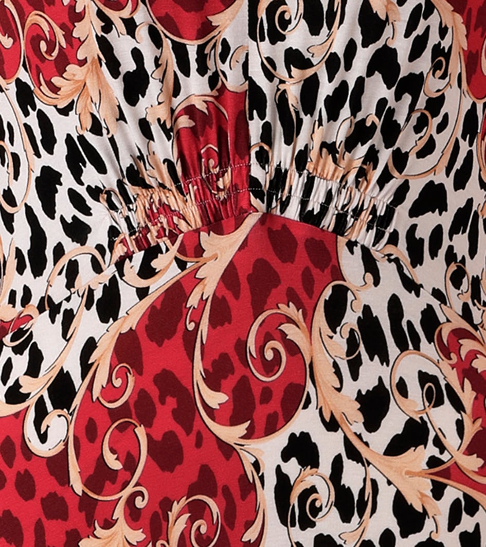 Aniston SELECTED Midikleid mit Smok-Details und fantasievollem Leo-Print - NEUE KOLLEKTION