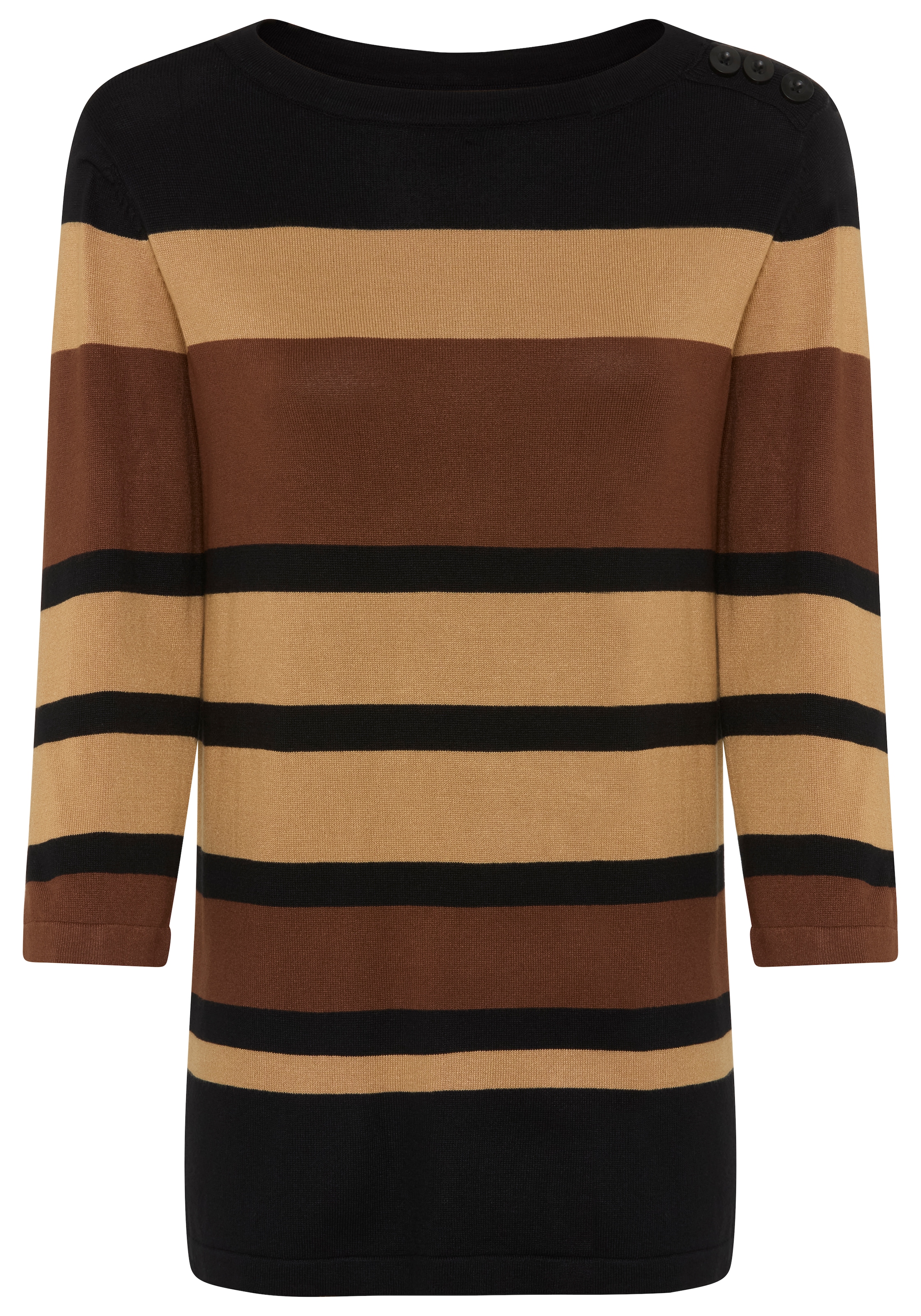 Boysen's 3/4 Arm-Pullover im modischen Streifen-Design mit Zierknopfleiste