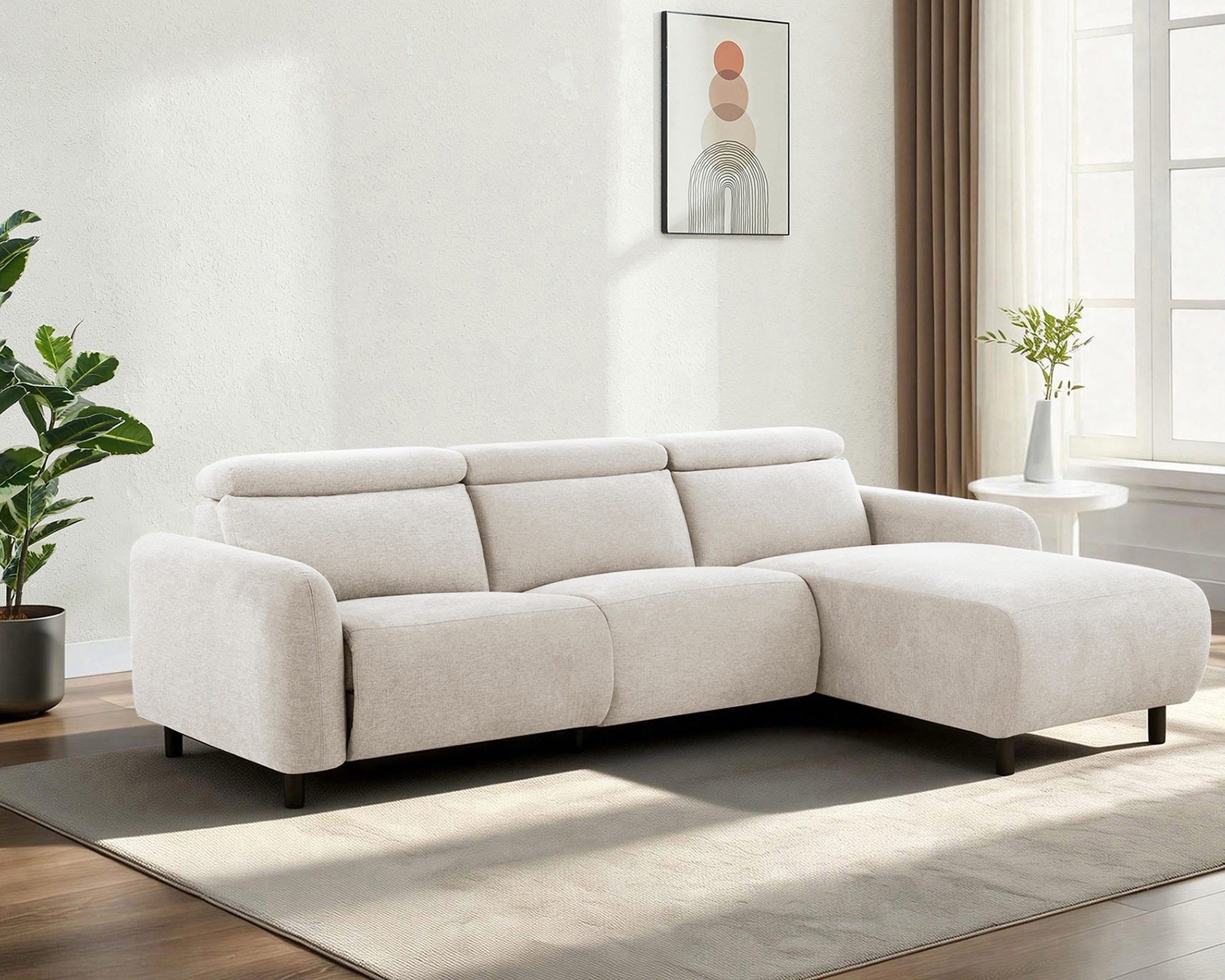 OTTO home Ecksofa »SKAANE Struktur, L-Form, 274 cm, manuelle/elektrische Relaxfunktion,« 274 cm, mit Kopfteilverstellung und man. oder elektr. Relaxfunktion