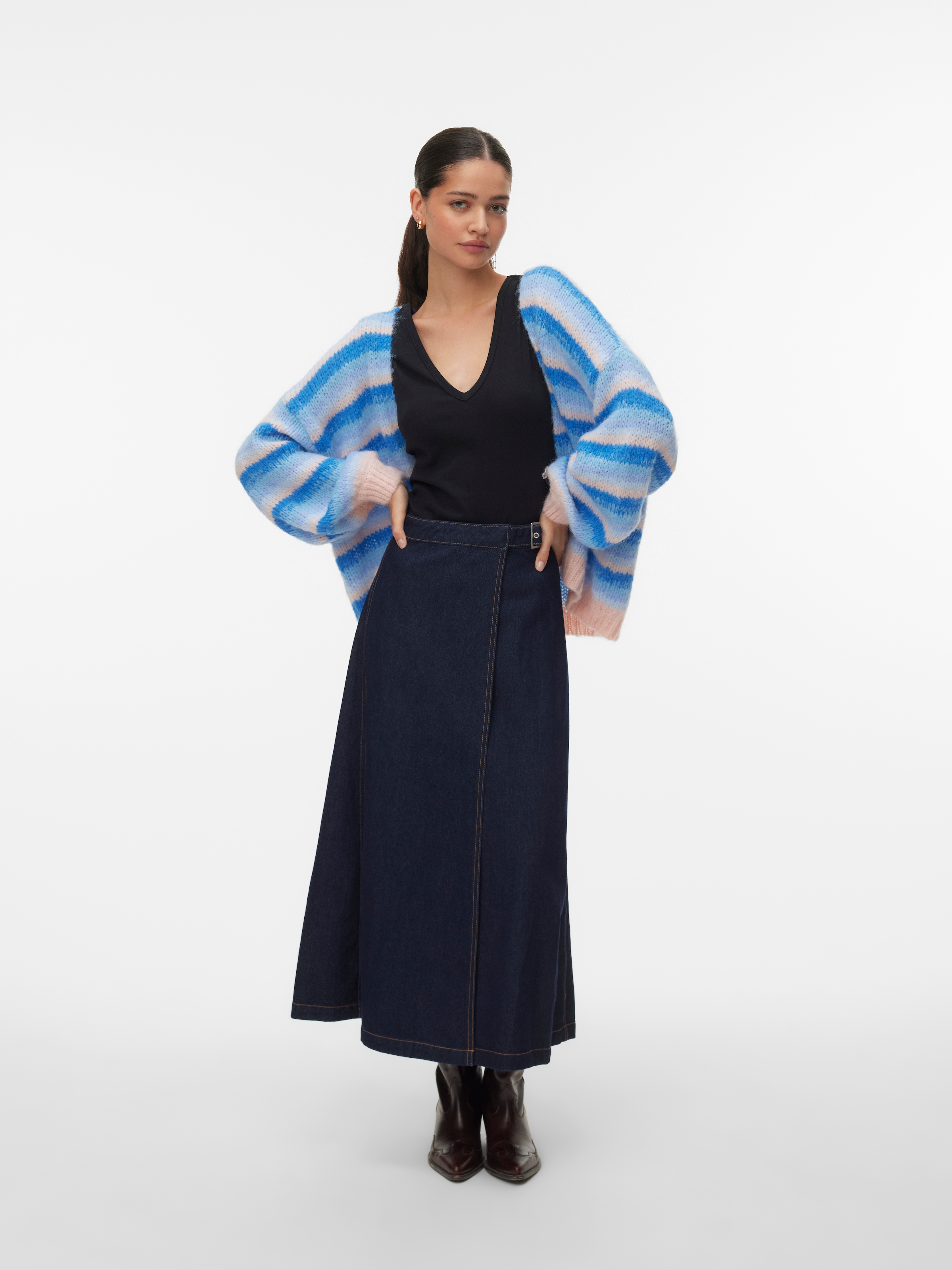 Vero Moda Strickjacke »VMMAYBE STRIPE LS OPEN CARDIGAN NOOS« Kunstfaser, loose fit