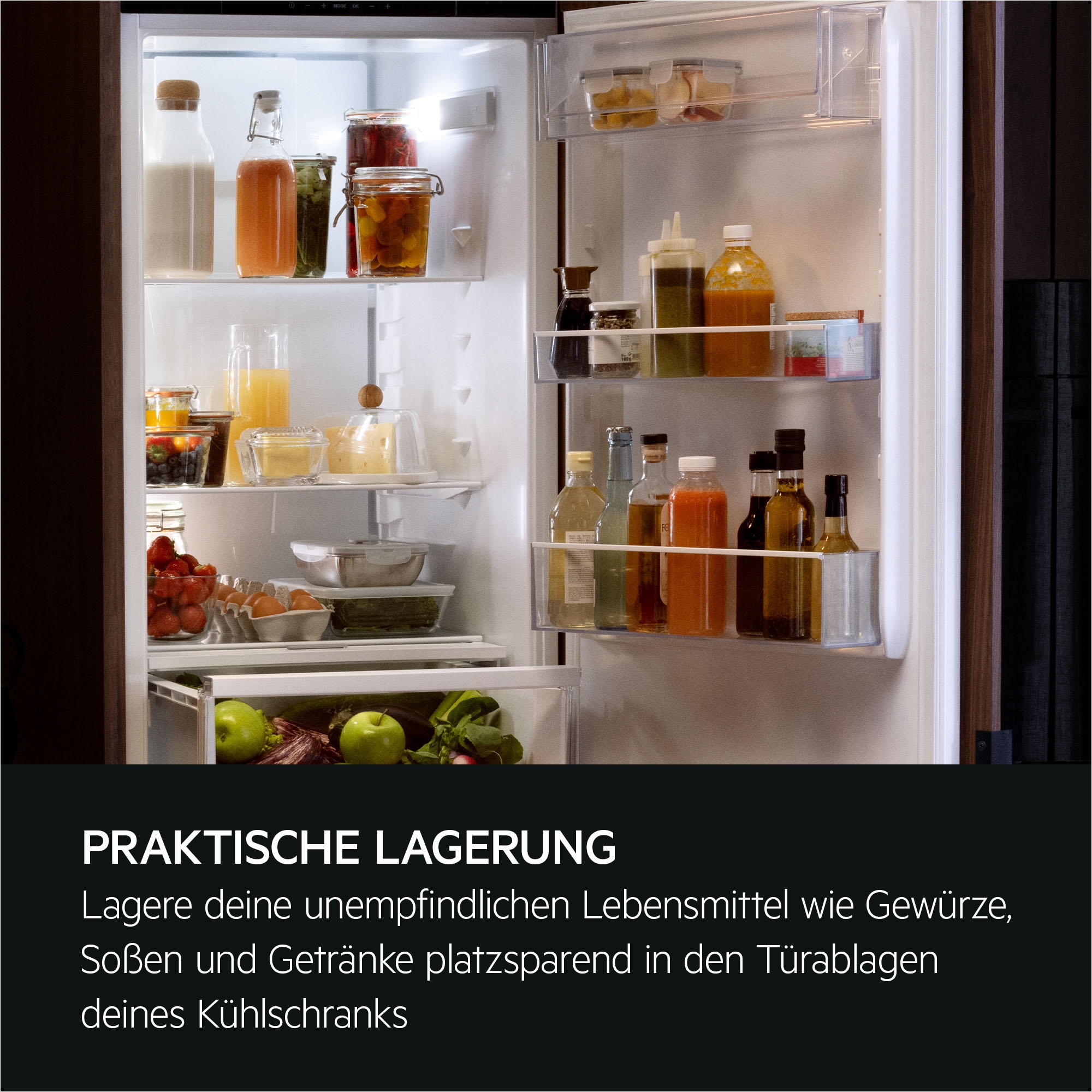 AEG Einbaukühlschrank Serie 5000 »TSK5O88WDF« 87,3 cm hoch 55,6 cm breit 137 L, variable Glasablagen bis zu 25 kg belastbar, Touch, Festtür