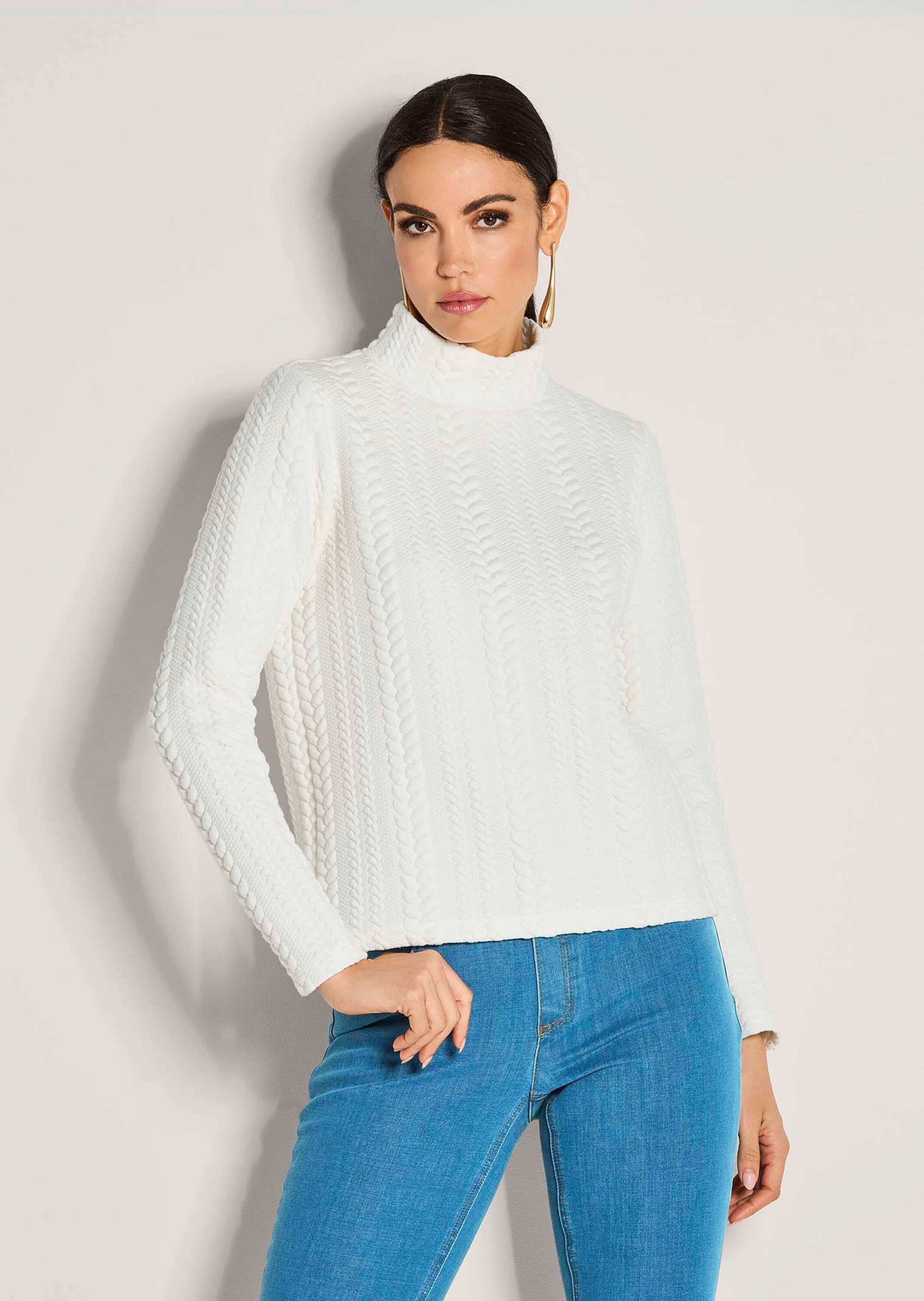 MADELEINE Langarmshirt »Zopfstruktur Sweatshirt mit Stehkragen«