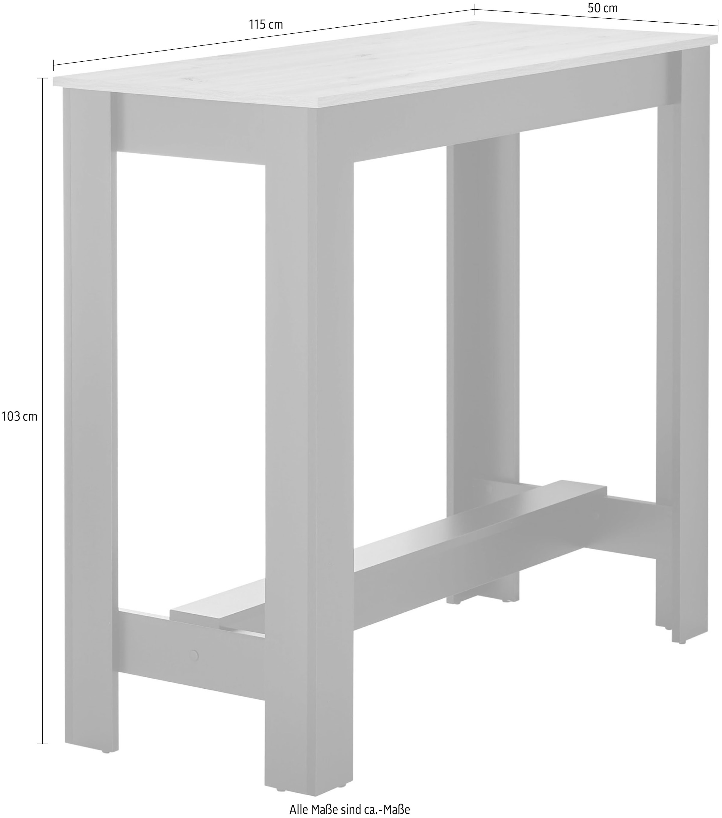 Stolkom Bartisch »Modesto Küchentisch, Bistrotisch, Stehtisch Küche, BxHxT 115x103x50 cm«, Grozügige Fläche, Stabiler Halt, Tischplatte melaminbeschichtet