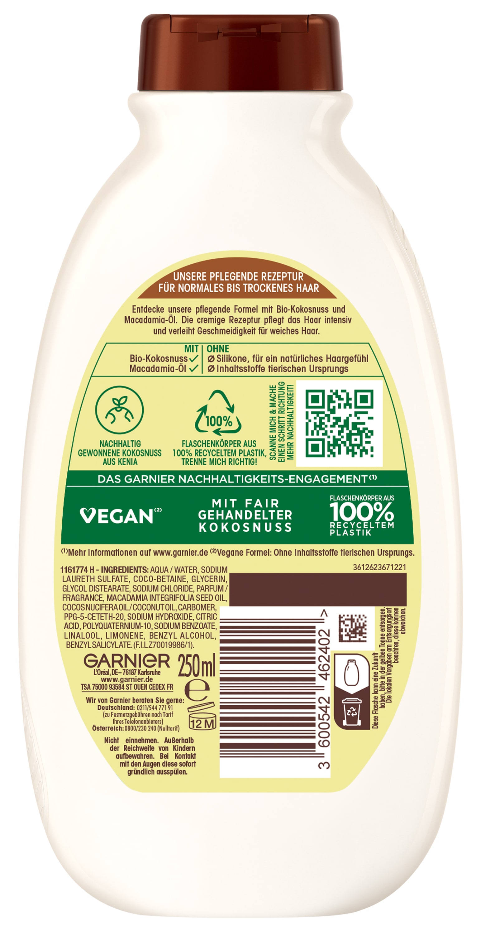 GARNIER Haarshampoo »WAHRE SCHÄTZE SHAMPOO KOKOSMILCH« für trockenes Haar, mit intensiver Pflege, ohne Silikone